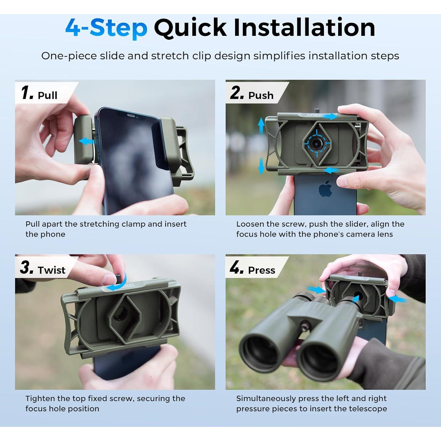 Adaptador de Teléfono para Telescopio Evil Eye 360° Rotatable