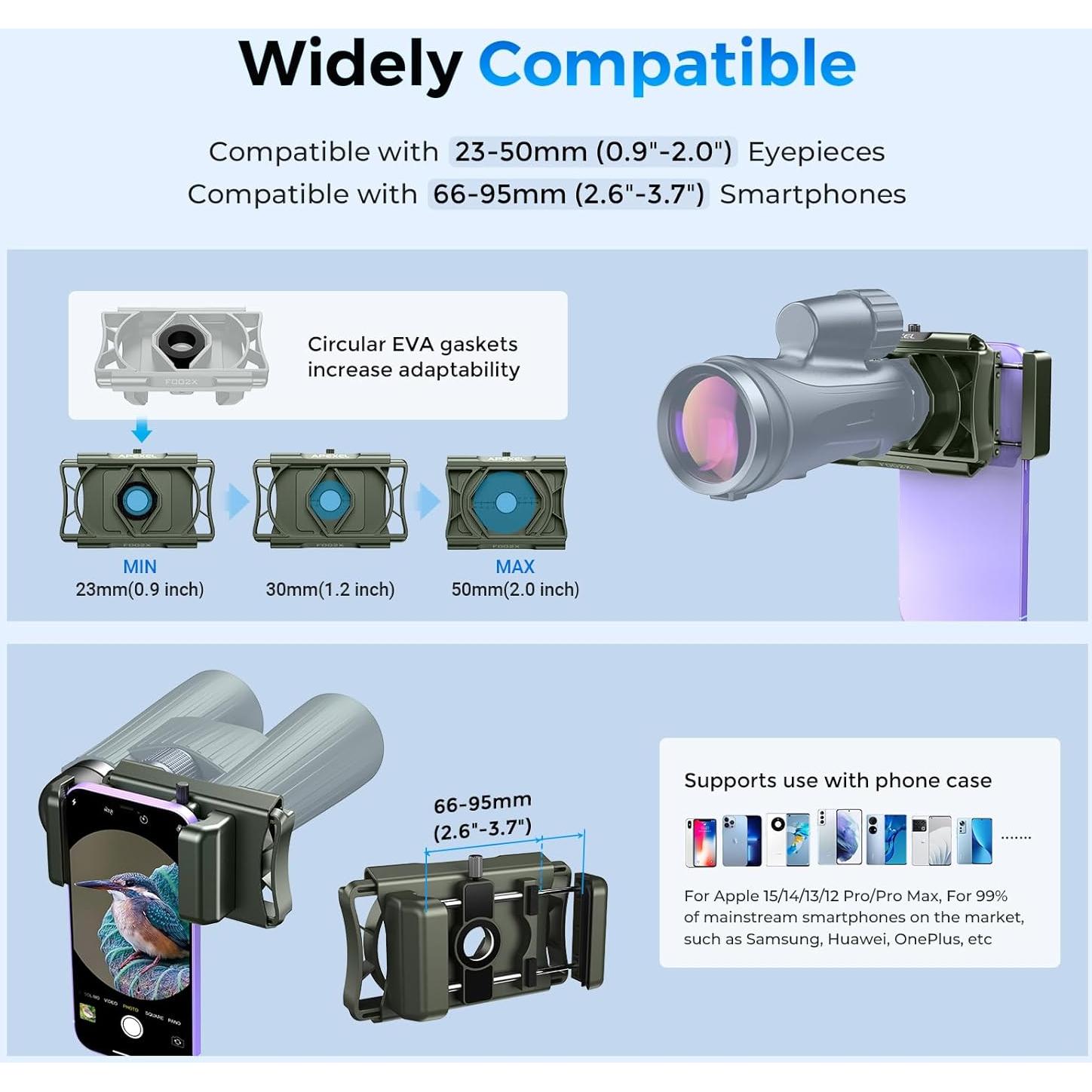 Adaptador de Teléfono para Telescopio Evil Eye 360° Rotatable