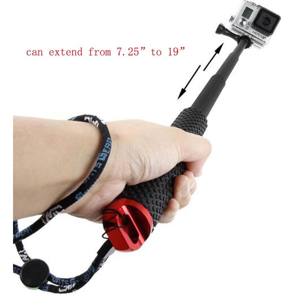 Monopod Extensible Walway Rojo para GoPro y Acción 48.3 cm