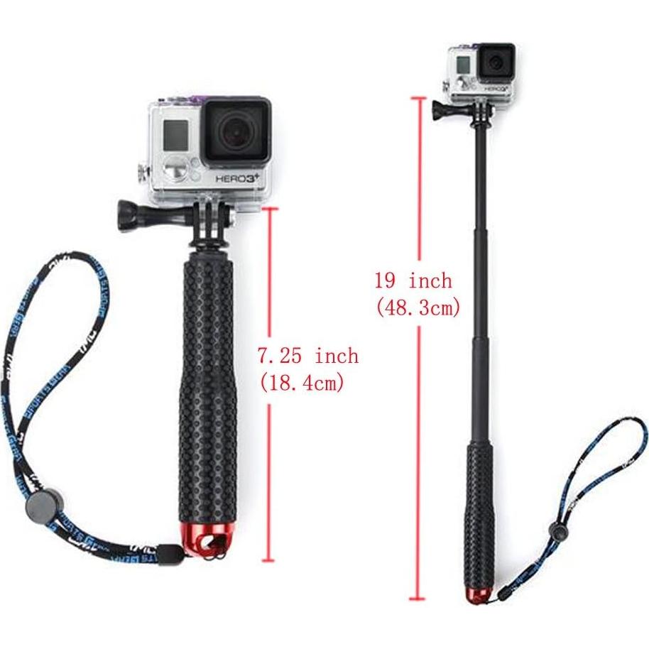 Monopod Extensible Walway Rojo para GoPro y Acción 48.3 cm