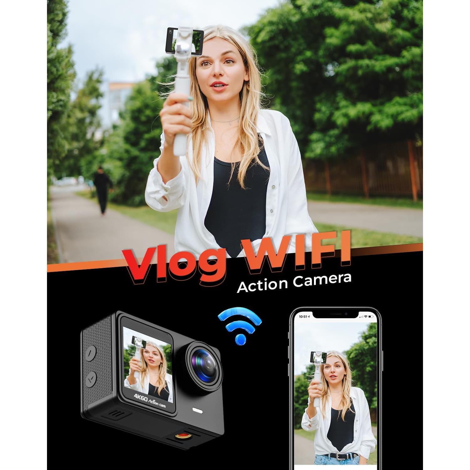 Cámara de Acción 4K Yolansin con Tarjeta SD 64GB y Accesorios