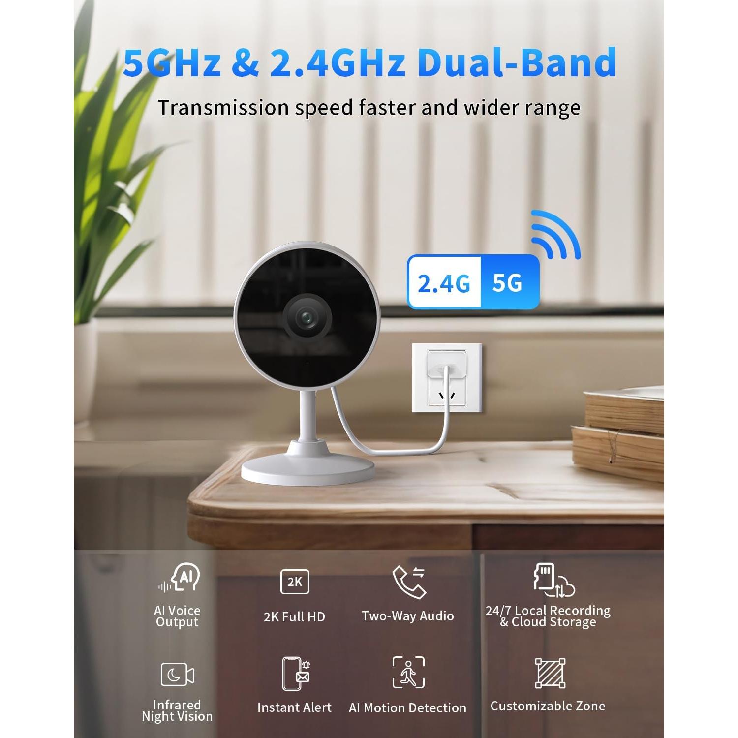 Cámara de Seguridad Interior 2K Mysight con AI y Wifi 5G