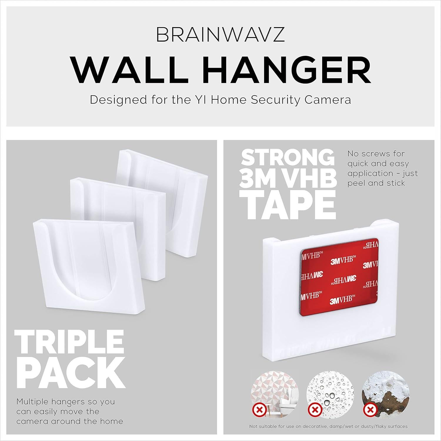 Soporte de Pared Brainwavz para Cámara YI Home - Paquete de 3