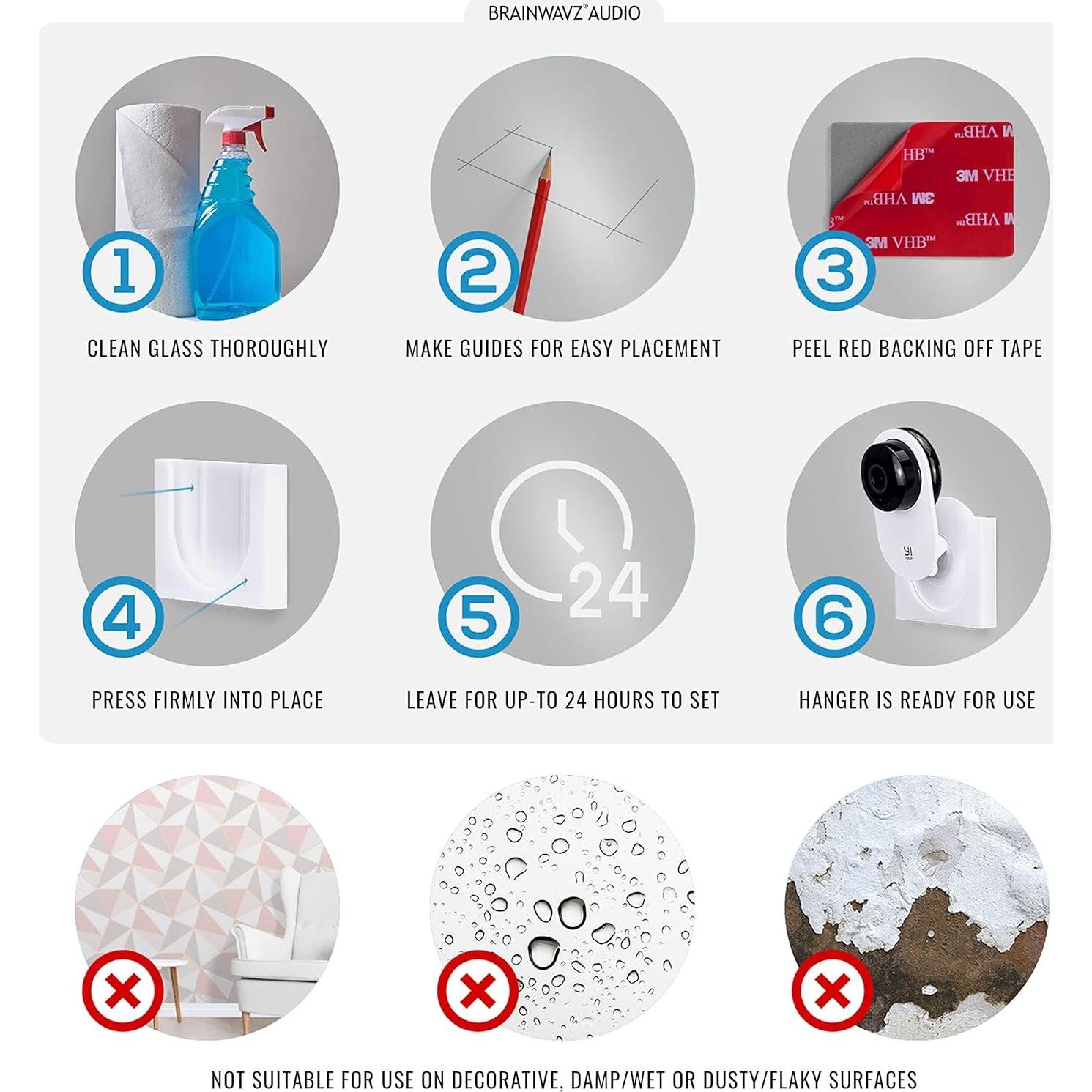 Soporte de Pared Brainwavz para Cámara YI Home - Paquete de 3