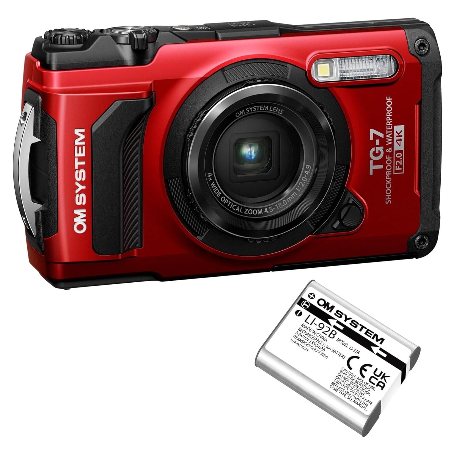 Cámara Digital Olympus Tough TG-7 12MP F2.0 Rojo + Batería LI-92B