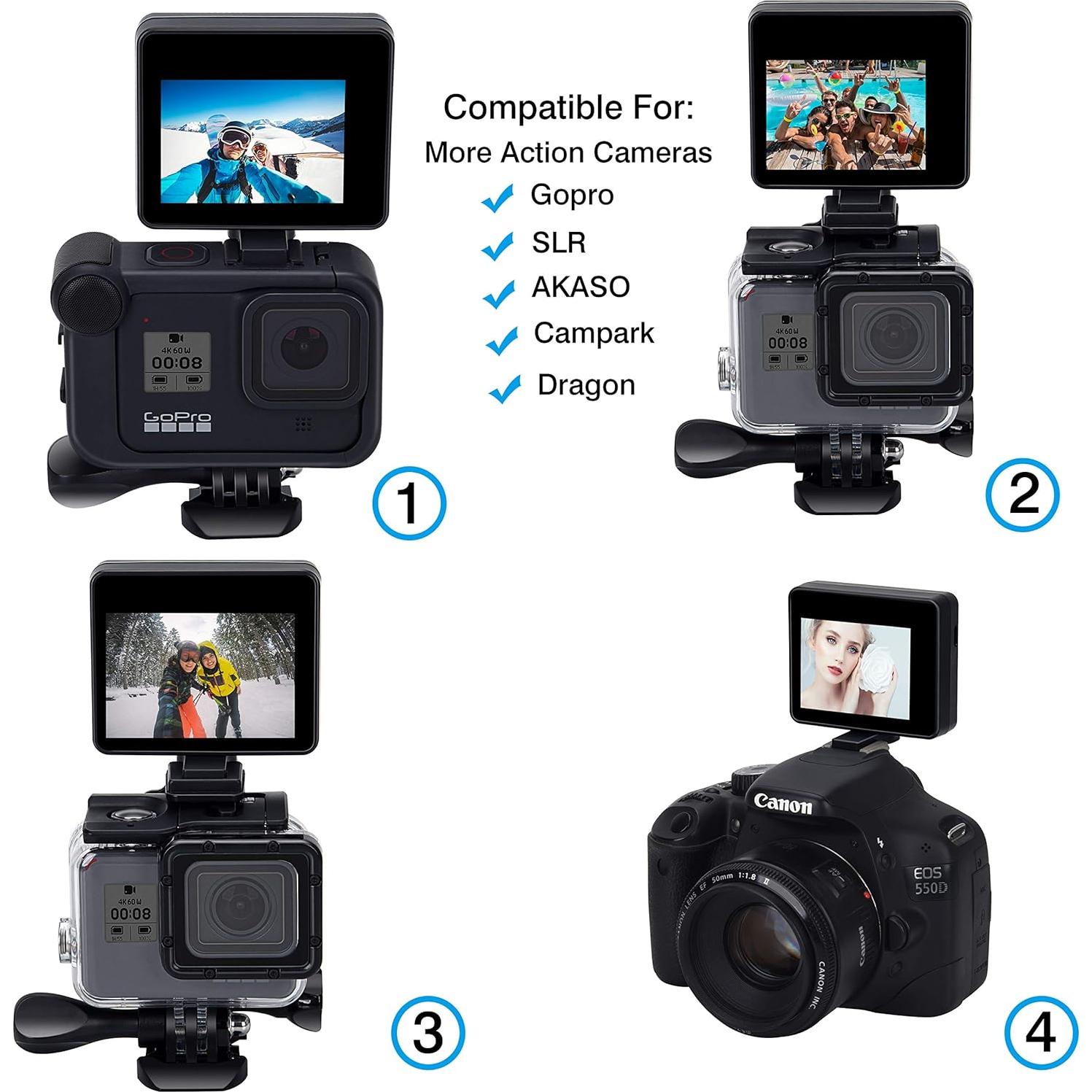 Pantalla LCD Selfie Suptig 2.0" IP68 para GoPro y AKASO