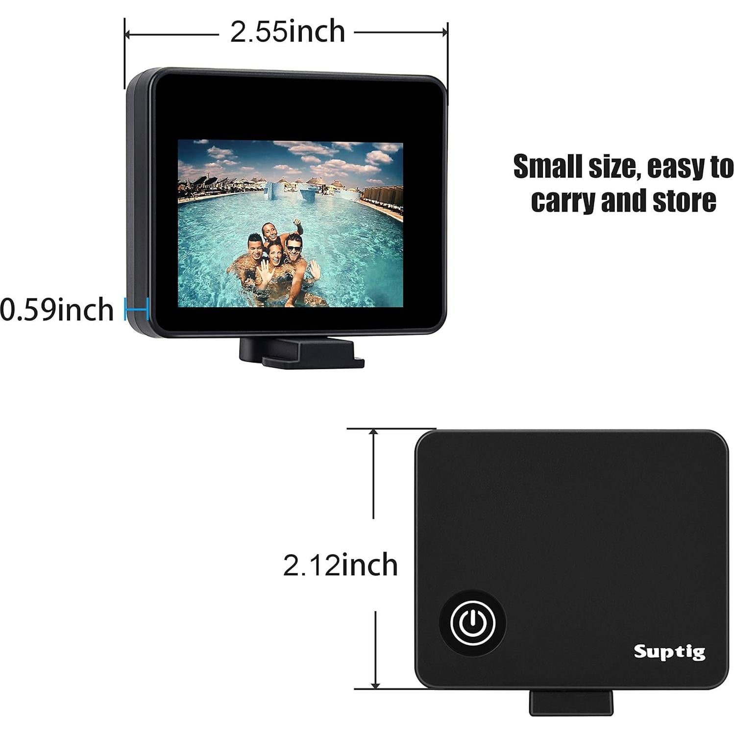 Pantalla LCD Selfie Suptig 2.0" IP68 para GoPro y AKASO