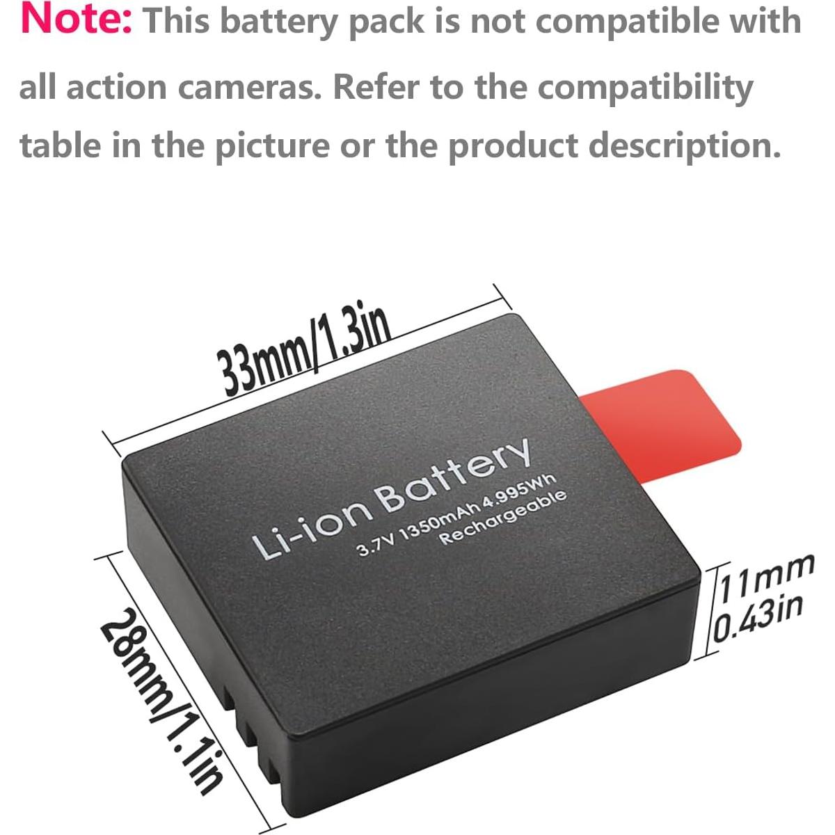 Paquete de 5 Baterías Recargables 1350mAh + Cargador USB GeeKam