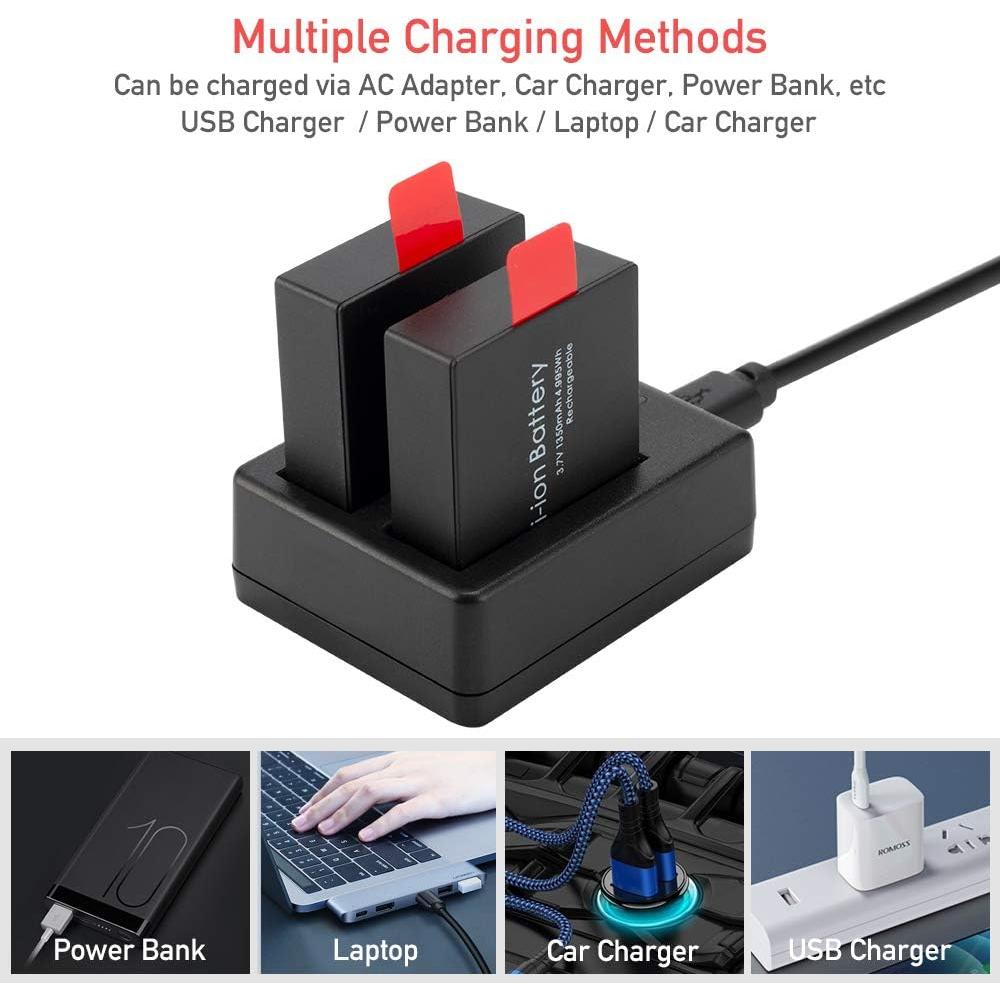 Paquete de 5 Baterías Recargables 1350mAh + Cargador USB GeeKam