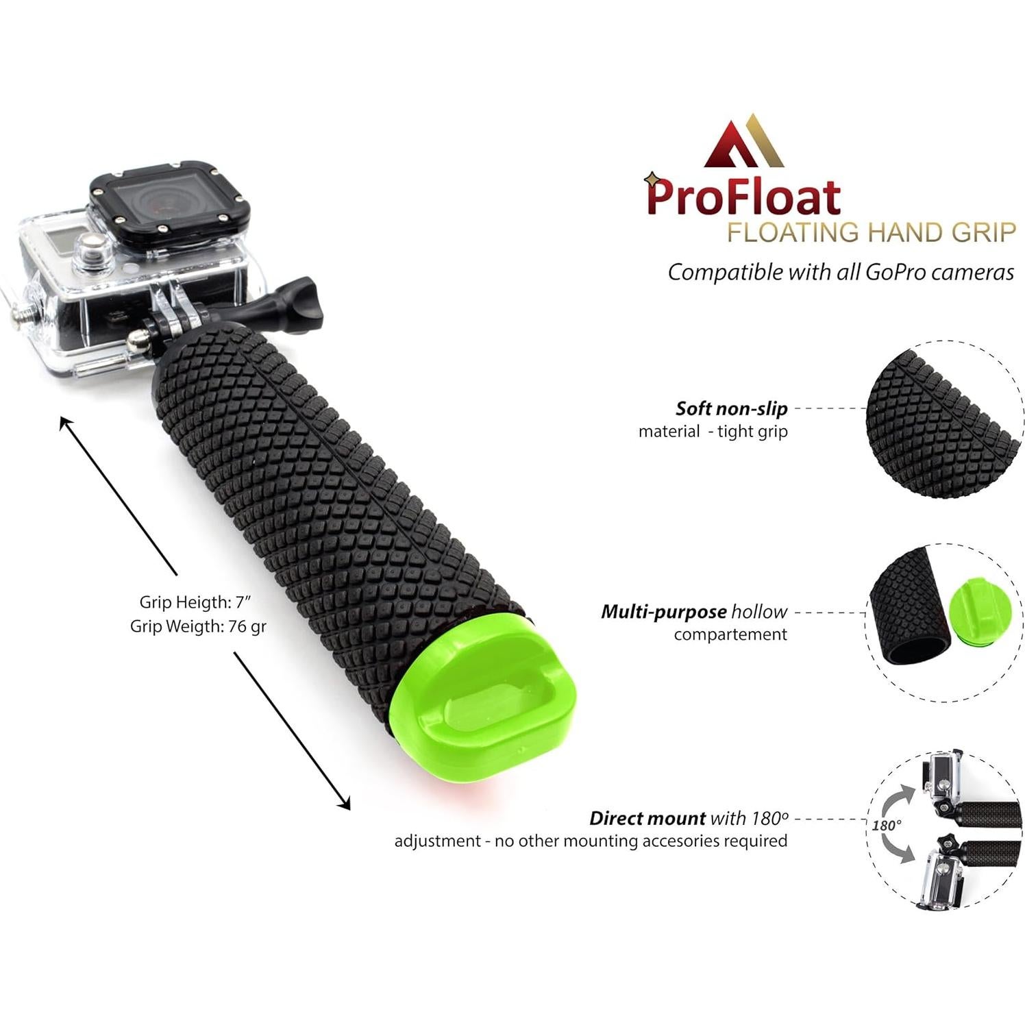 Mango Flotante Impermeable MiPremium Verde para GoPro Hero