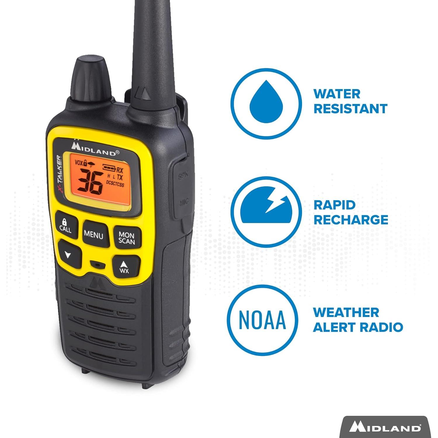 Midland T61VP3 Walkie Talkie 2-Pack Negro/Amarillo 36 Canales