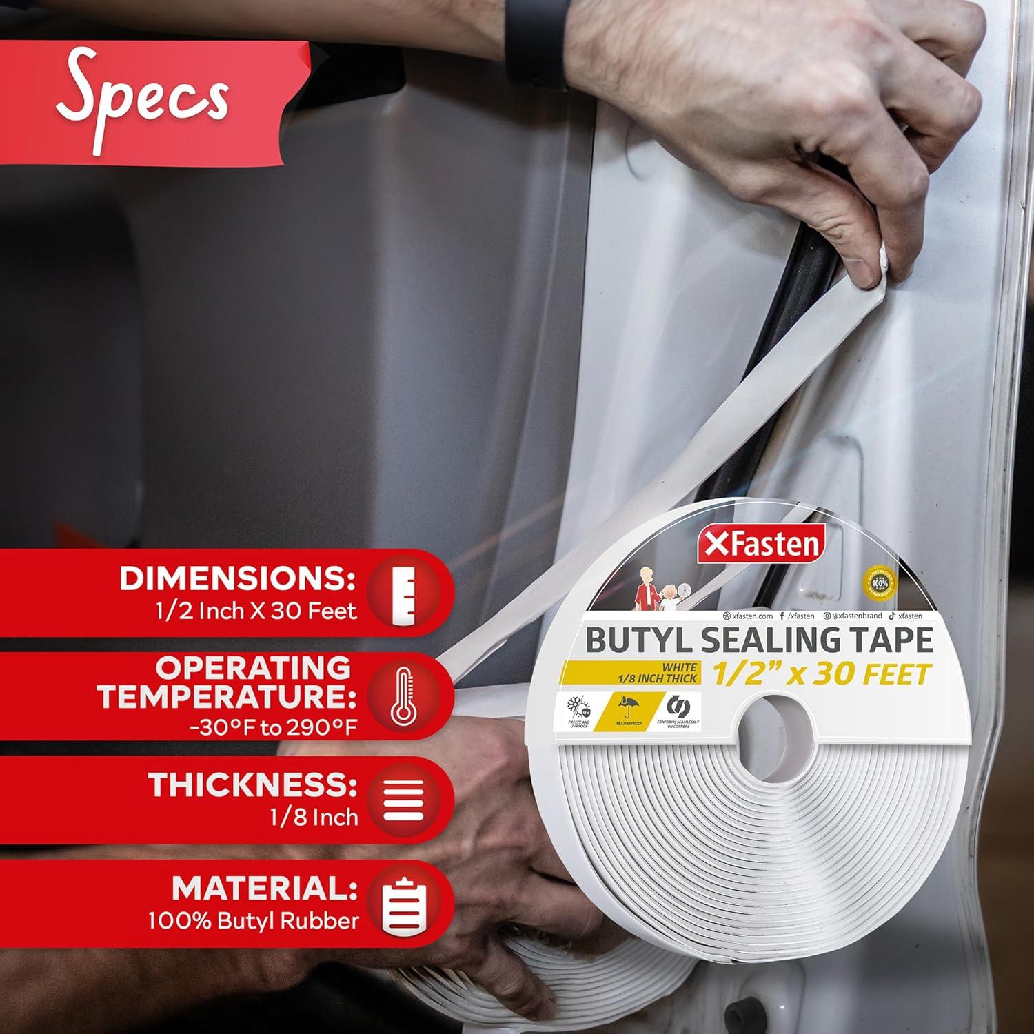 Cinta Selladora Butyl XFasten Blanca 1.27cm x 3.81m