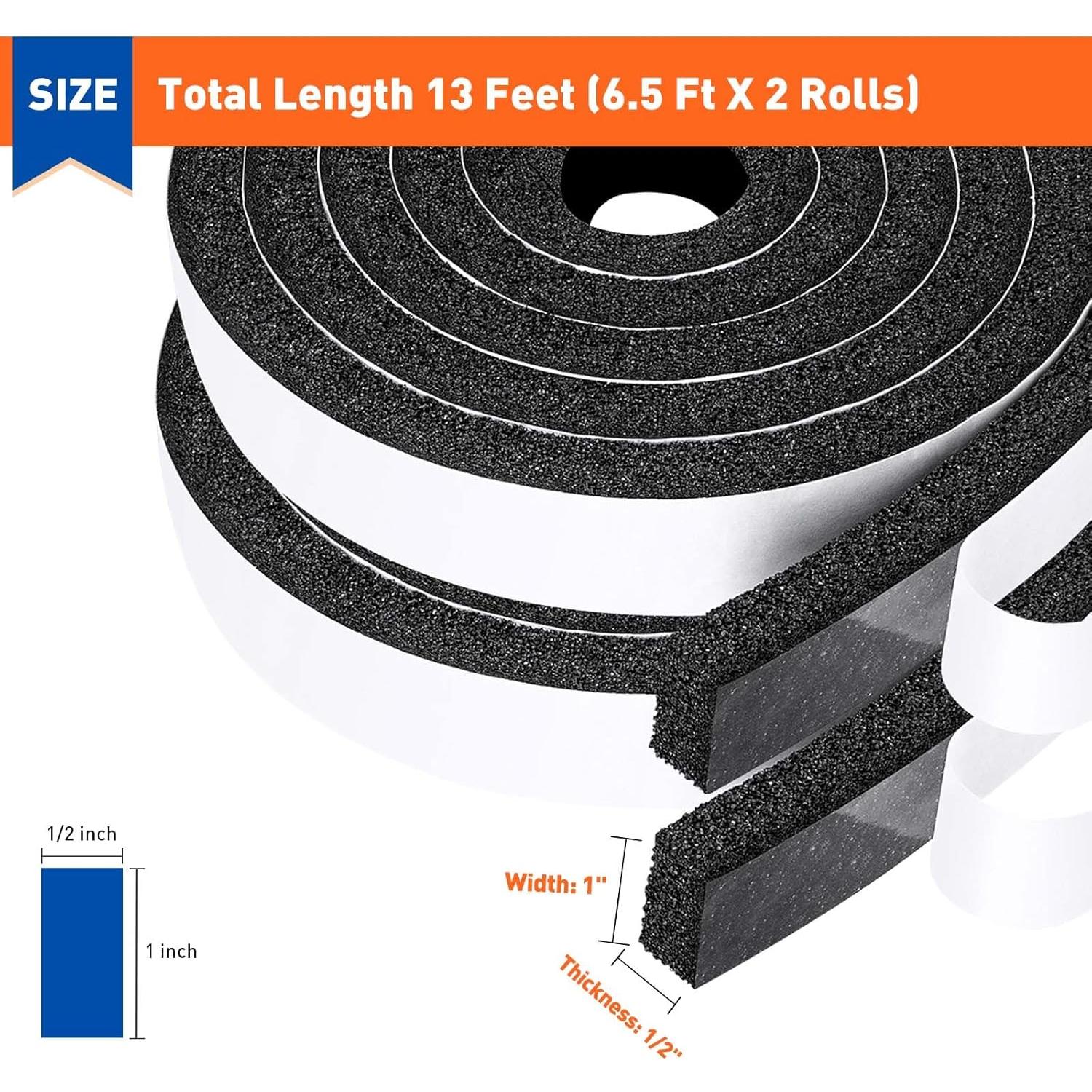 MAGZO Sellador de Puerta Espuma 1" x 1.27cm x 4m - 2 Rollos