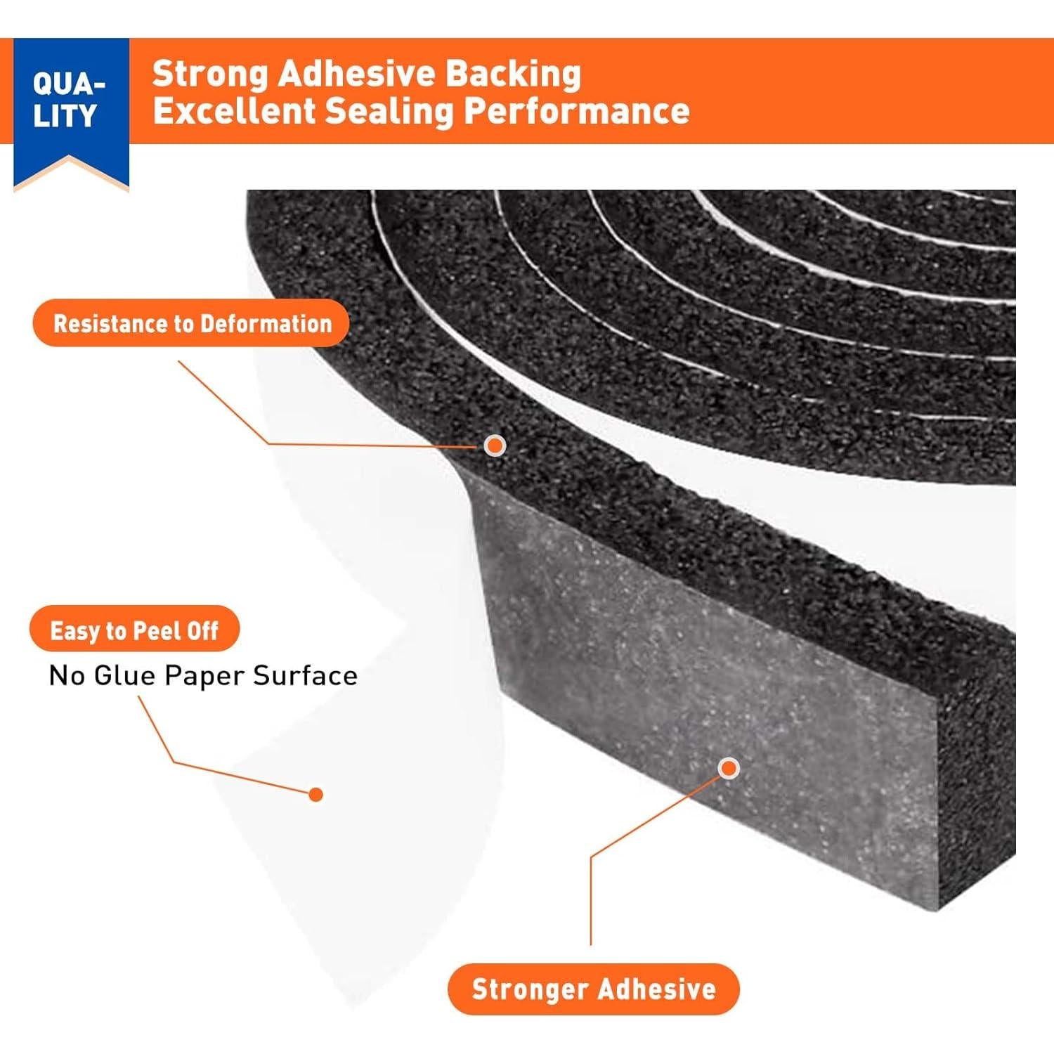 MAGZO Sellador de Puerta Espuma 1" x 1.27cm x 4m - 2 Rollos