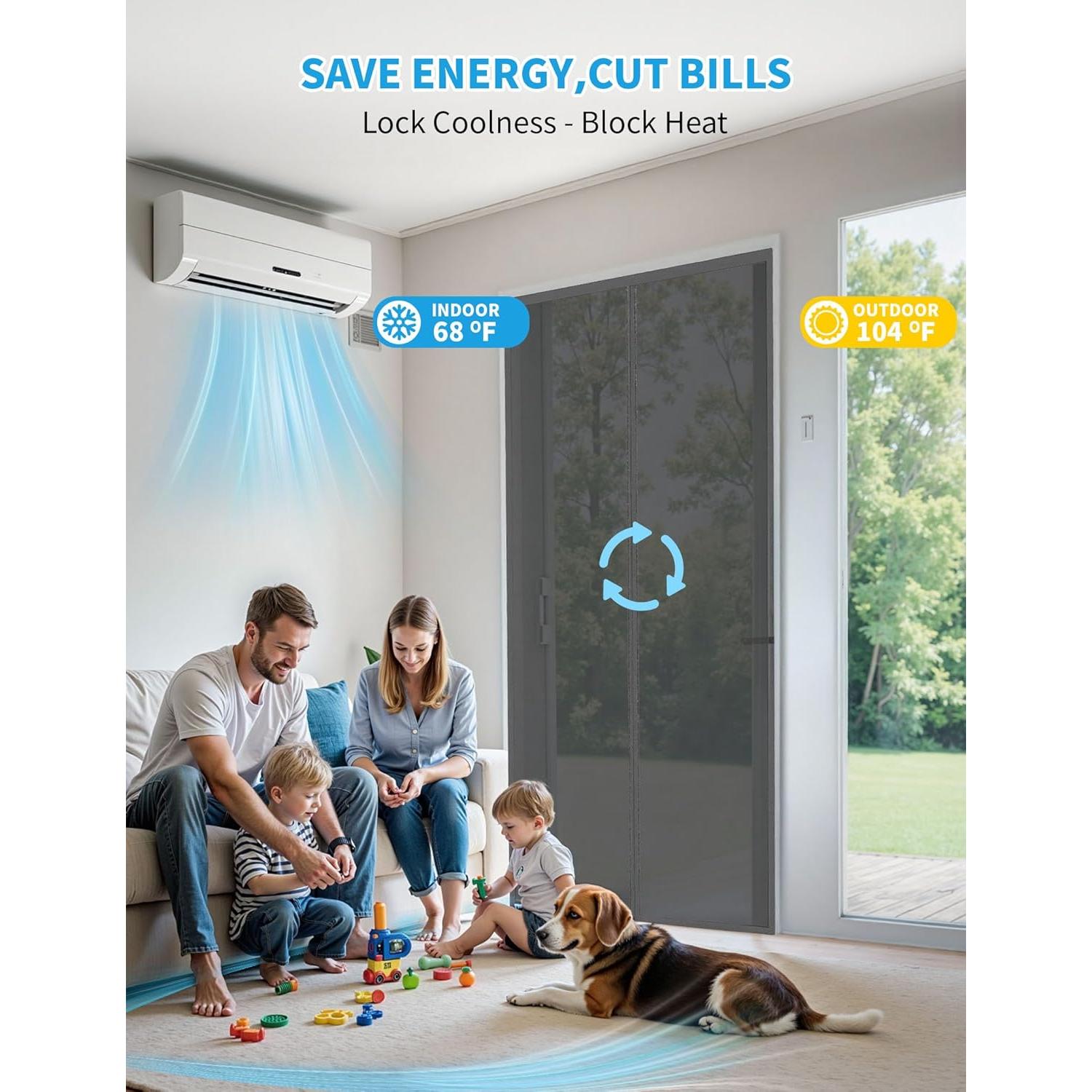 Cortina de Puerta Aislada Magnética Fillis 81x203 cm TPU Gris