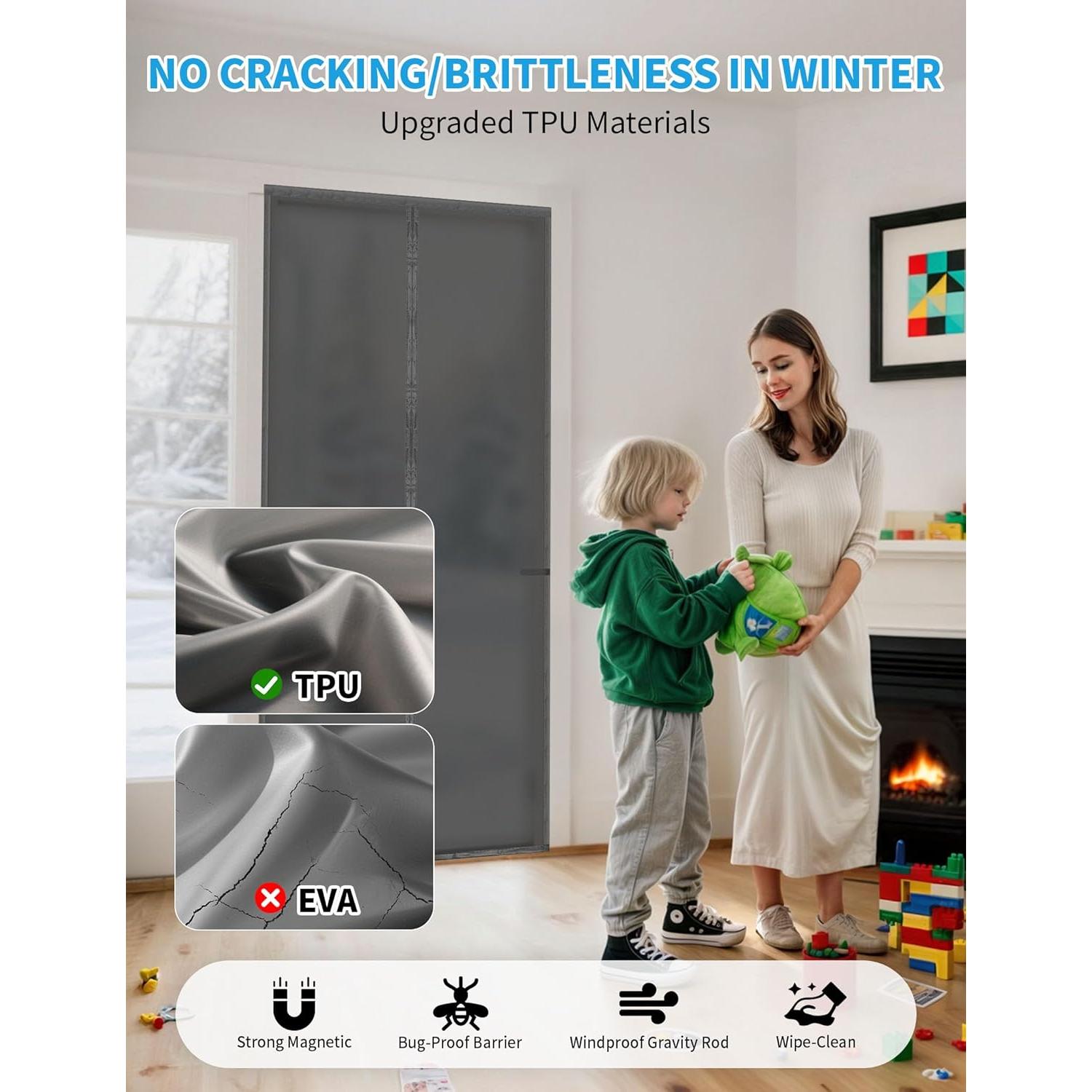 Cortina de Puerta Aislada Magnética Fillis 81x203 cm TPU Gris