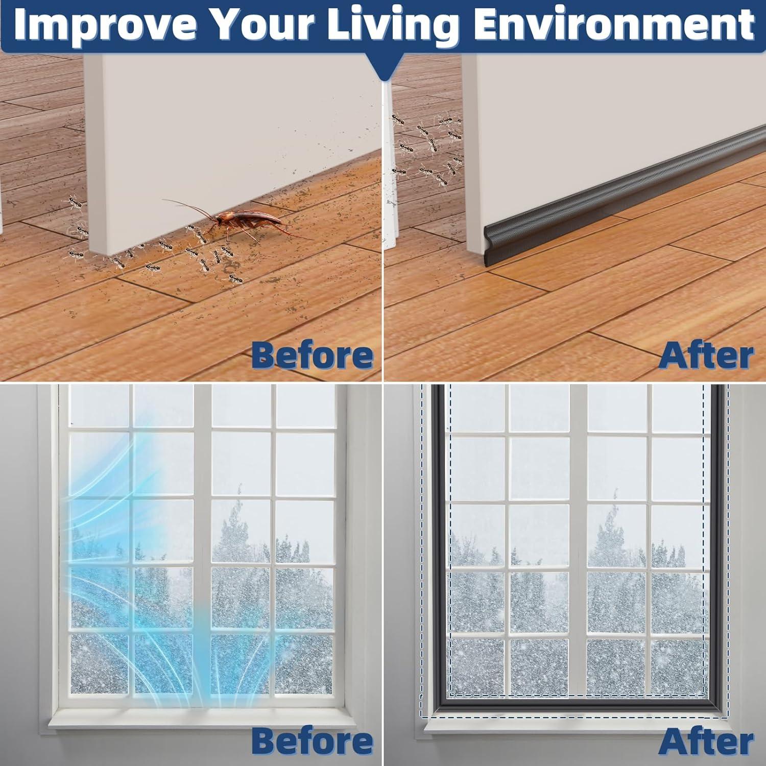 Tira de Espuma Aislante Draourness 8 m Negro para Ventanas