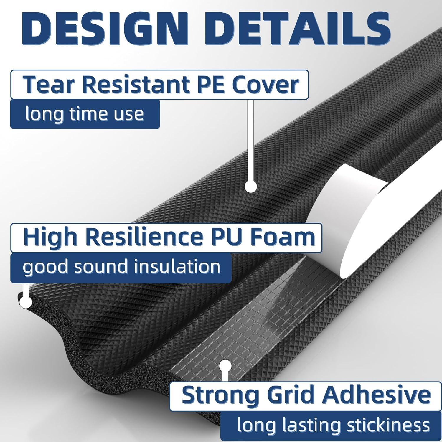 Tira de Espuma Aislante Draourness 8 m Negro para Ventanas