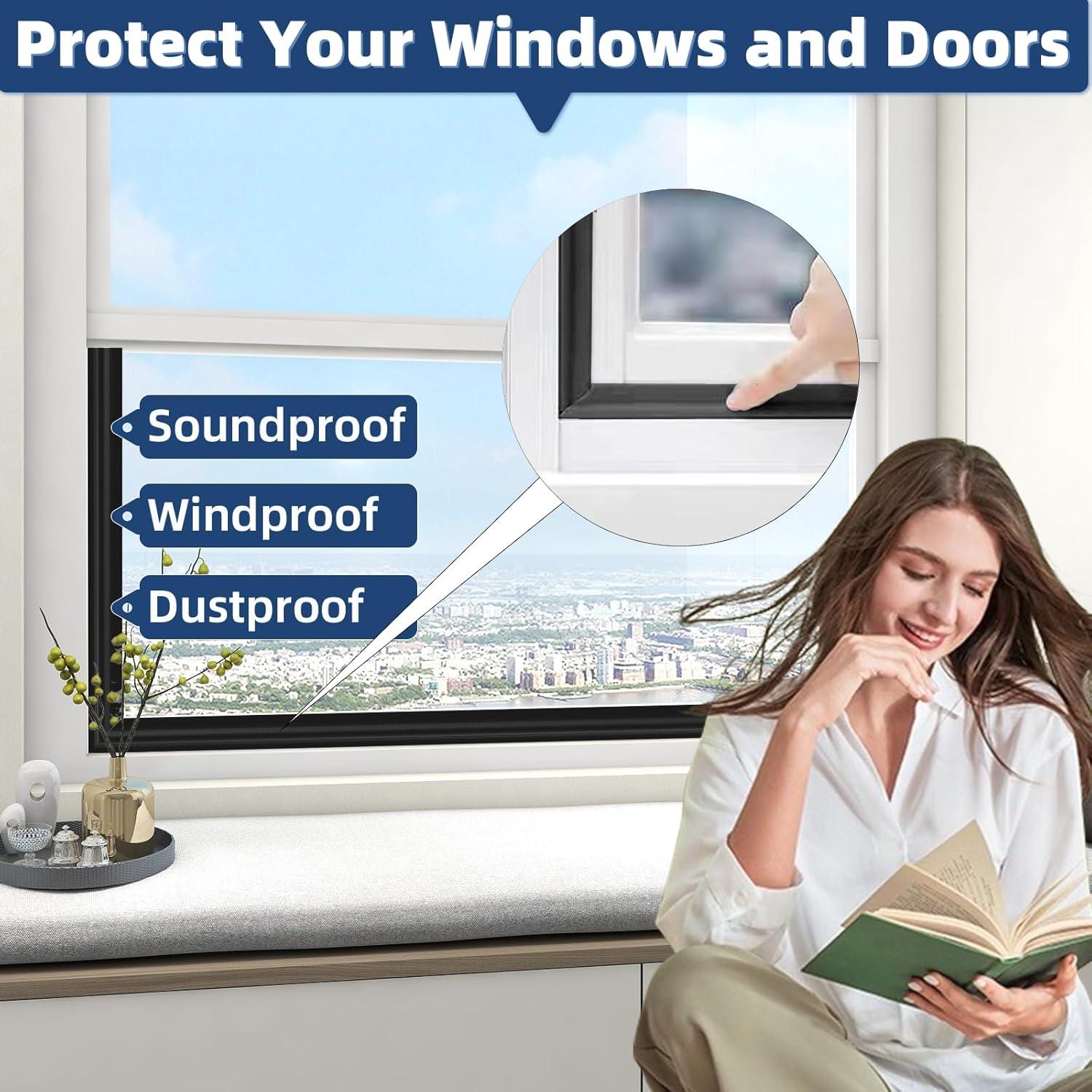 Tira de Espuma Aislante Draourness 8 m Negro para Ventanas