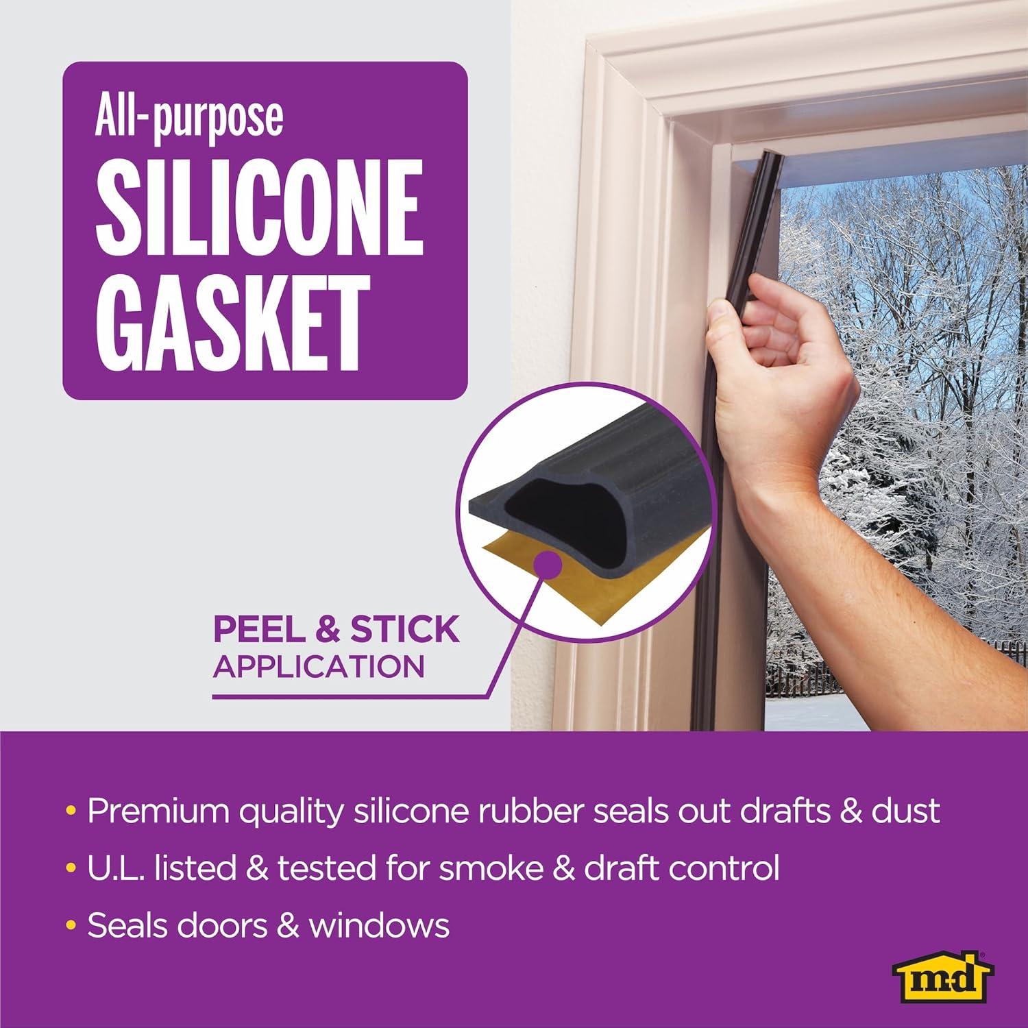 Junta de Goma de Silicona M-D 68668 1.27 cm x 6.1 m Negra