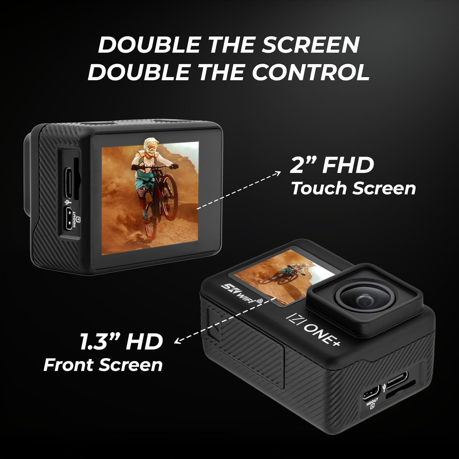 Cámara de Acción IZI ONE+ 48MP 5K EIS Pantalla Doble