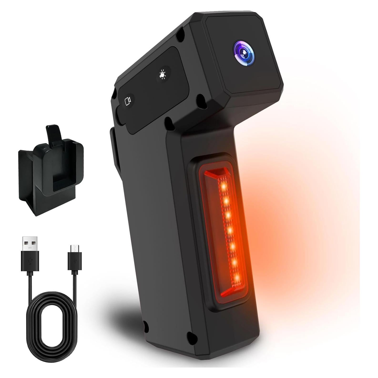 Cámara de Bicicleta DJDAI 1080P HD con Luz Trasera Recargable