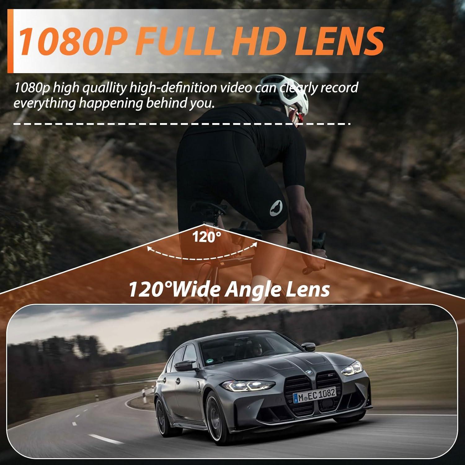 Cámara de Bicicleta DJDAI 1080P HD con Luz Trasera Recargable