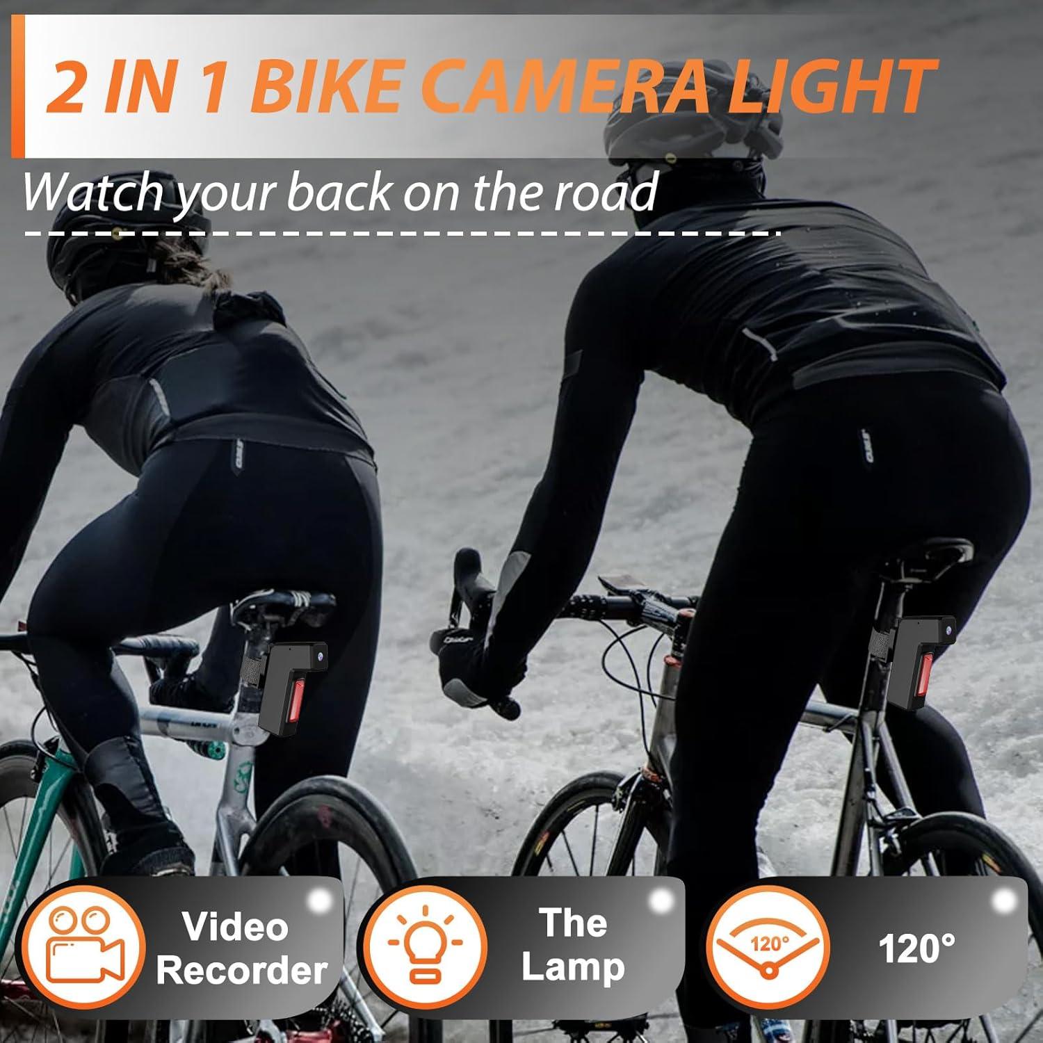 Cámara de Bicicleta DJDAI 1080P HD con Luz Trasera Recargable
