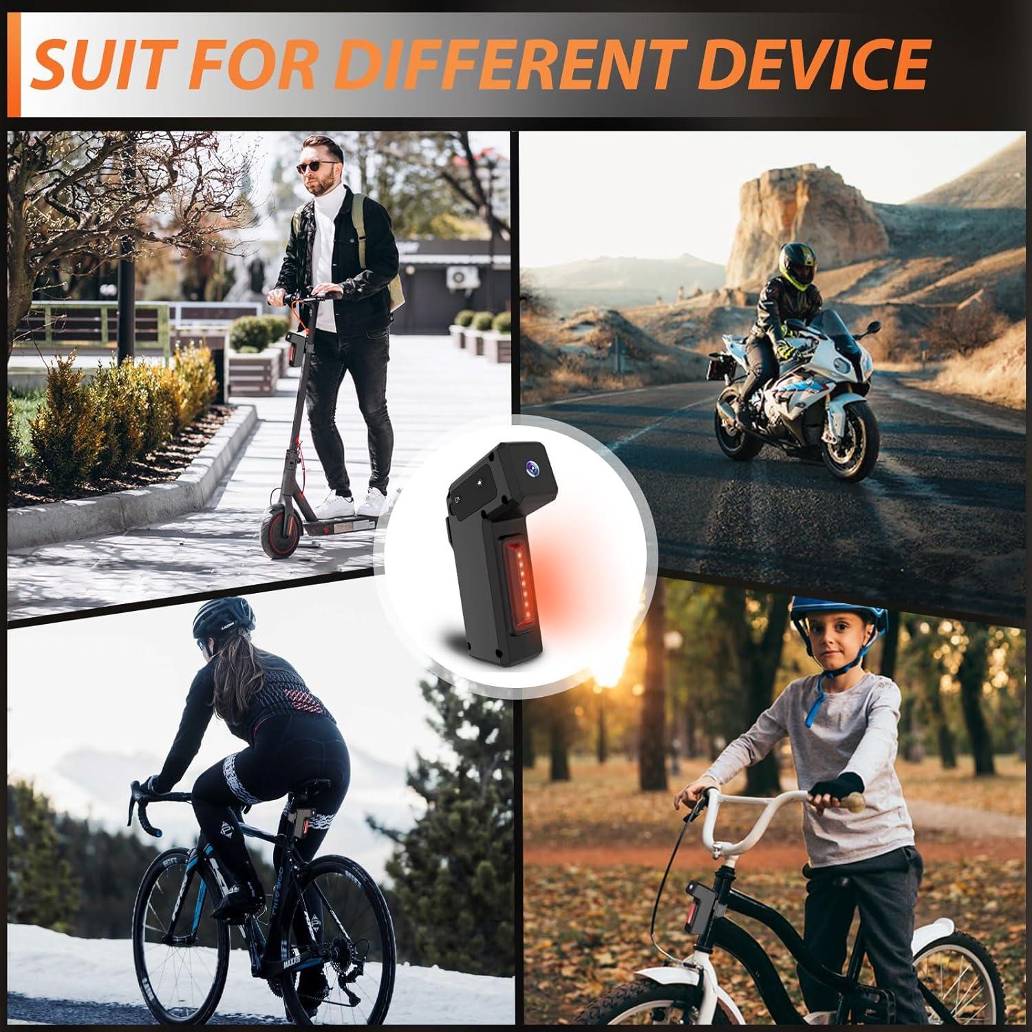 Cámara de Bicicleta DJDAI 1080P HD con Luz Trasera Recargable