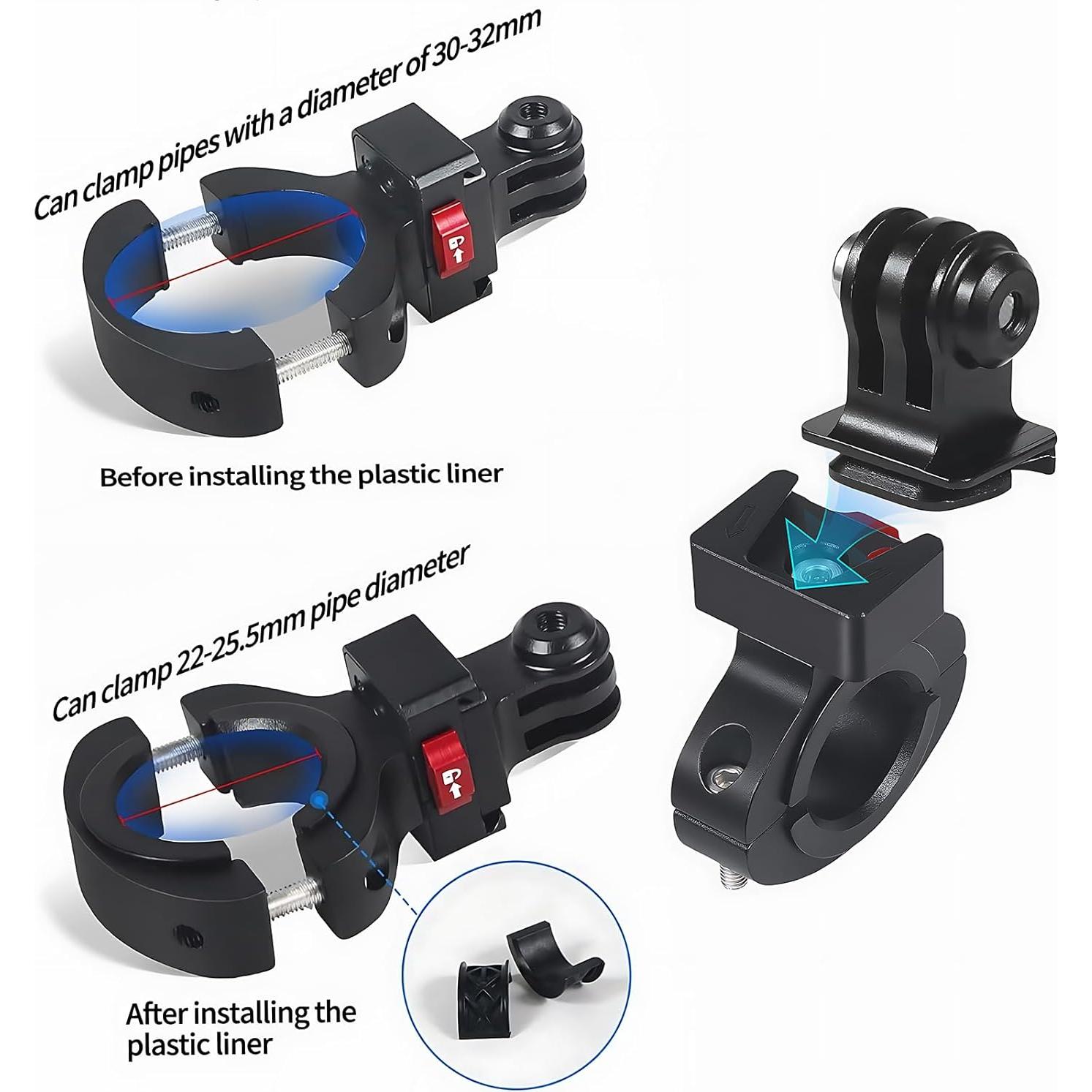 Soporte de Manillar de Bicicleta Aluminio NKSRCP para GoPro e Insta360