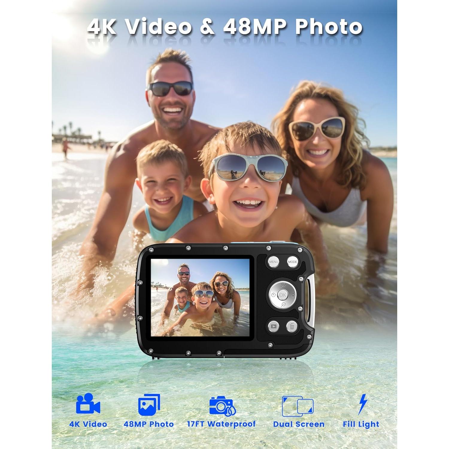 Cámara Submarina YEEIN 4K 48MP Doble Pantalla Impermeable