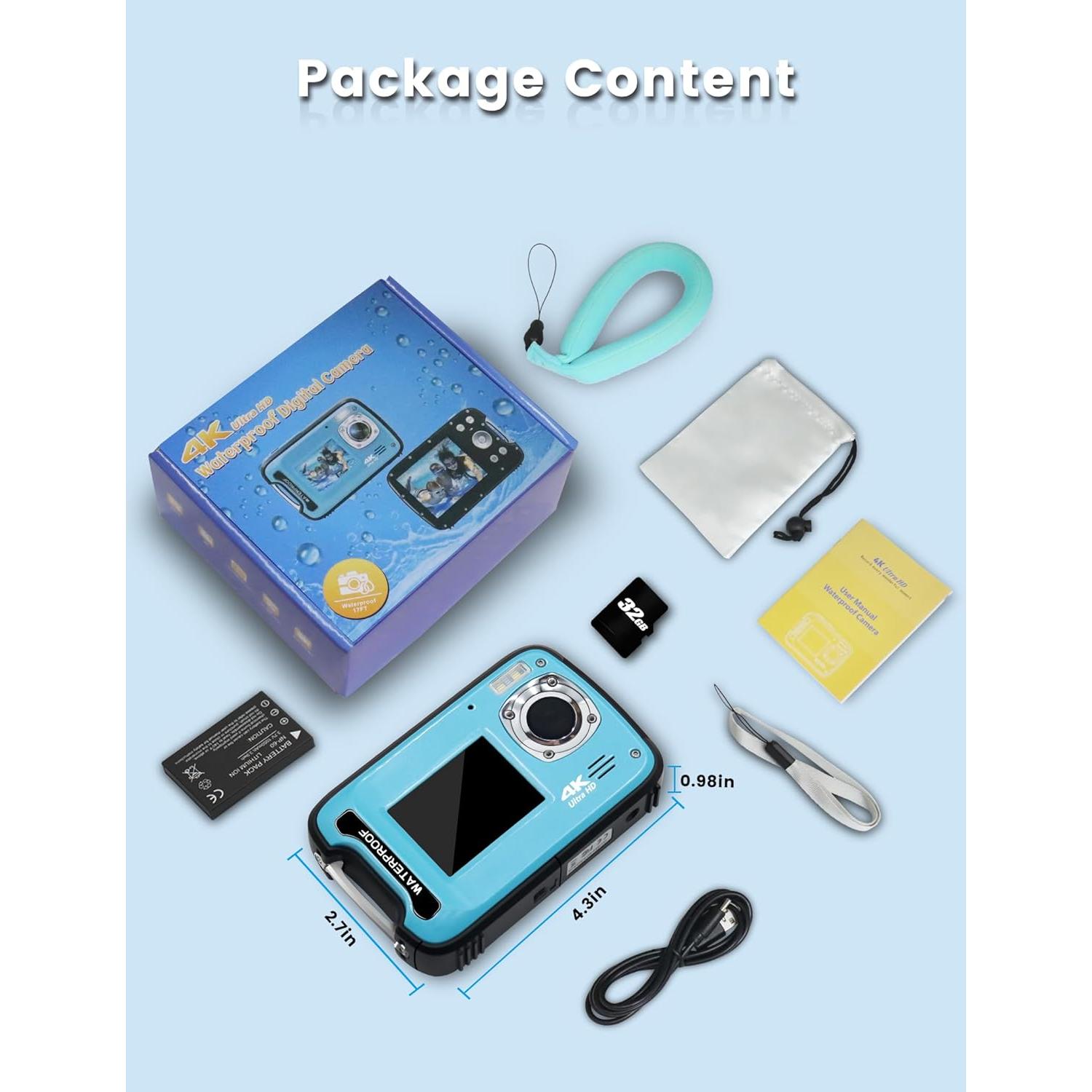 Cámara Submarina YEEIN 4K 48MP Doble Pantalla Impermeable