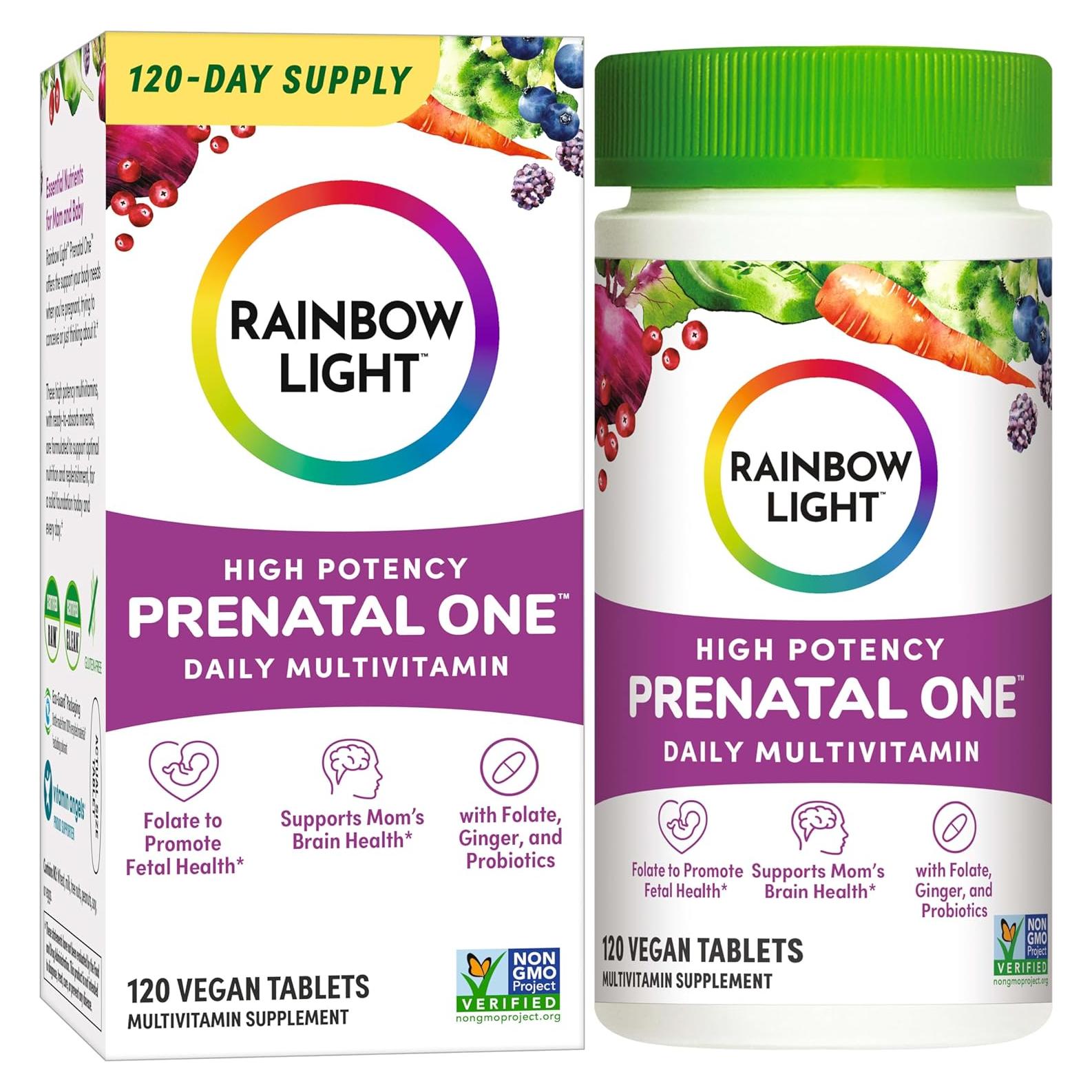 Multivitamina Prenatal Rainbow Light One 120 Cápsulas Veganas