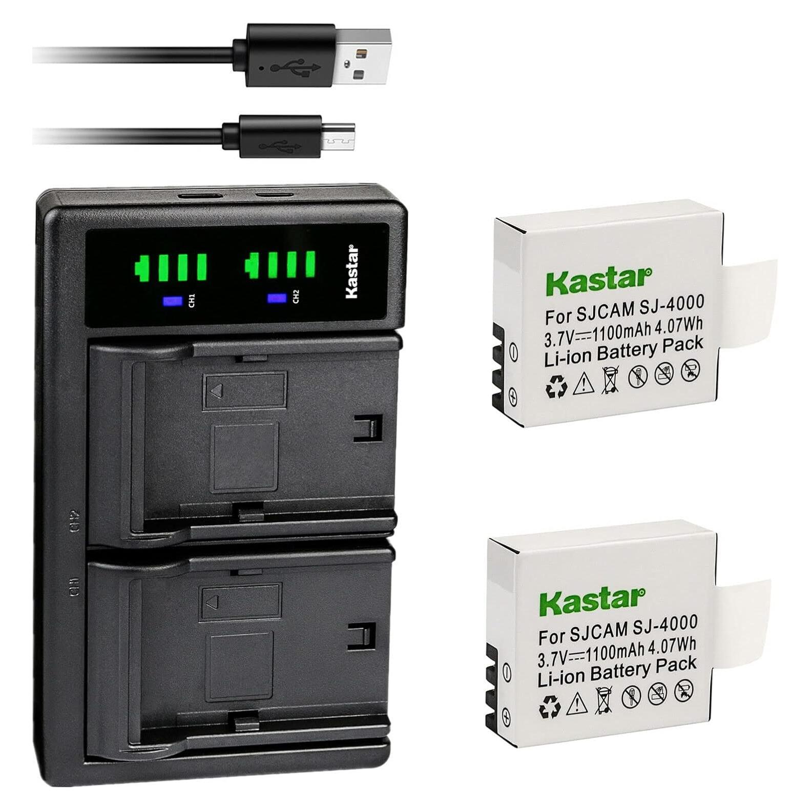 Kastar Cargador USB Dual + 2 Baterías Litio 1100mAh para Cámara