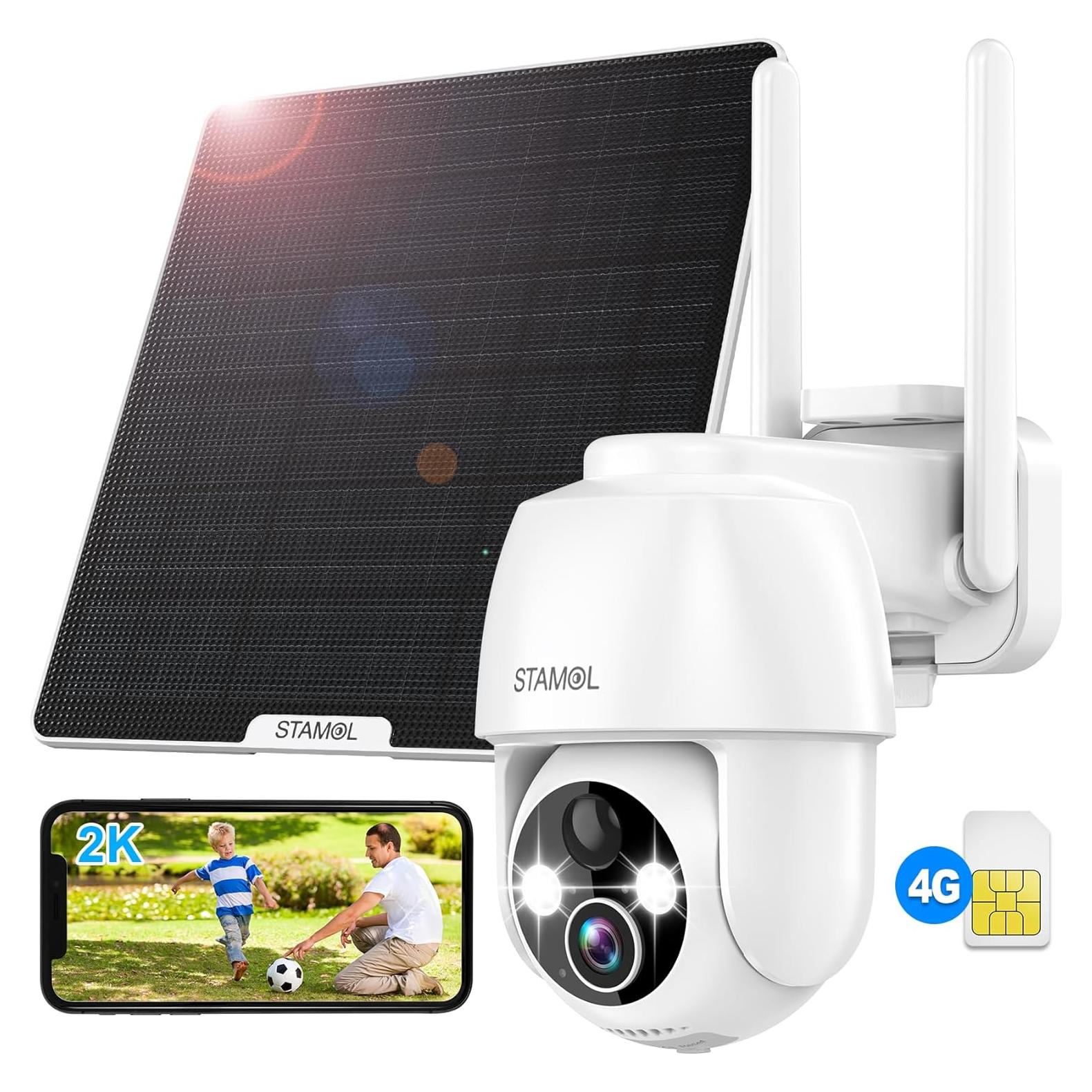 Cámara de Seguridad Solar 4G STAMOL 2K Inalámbrica Exterior
