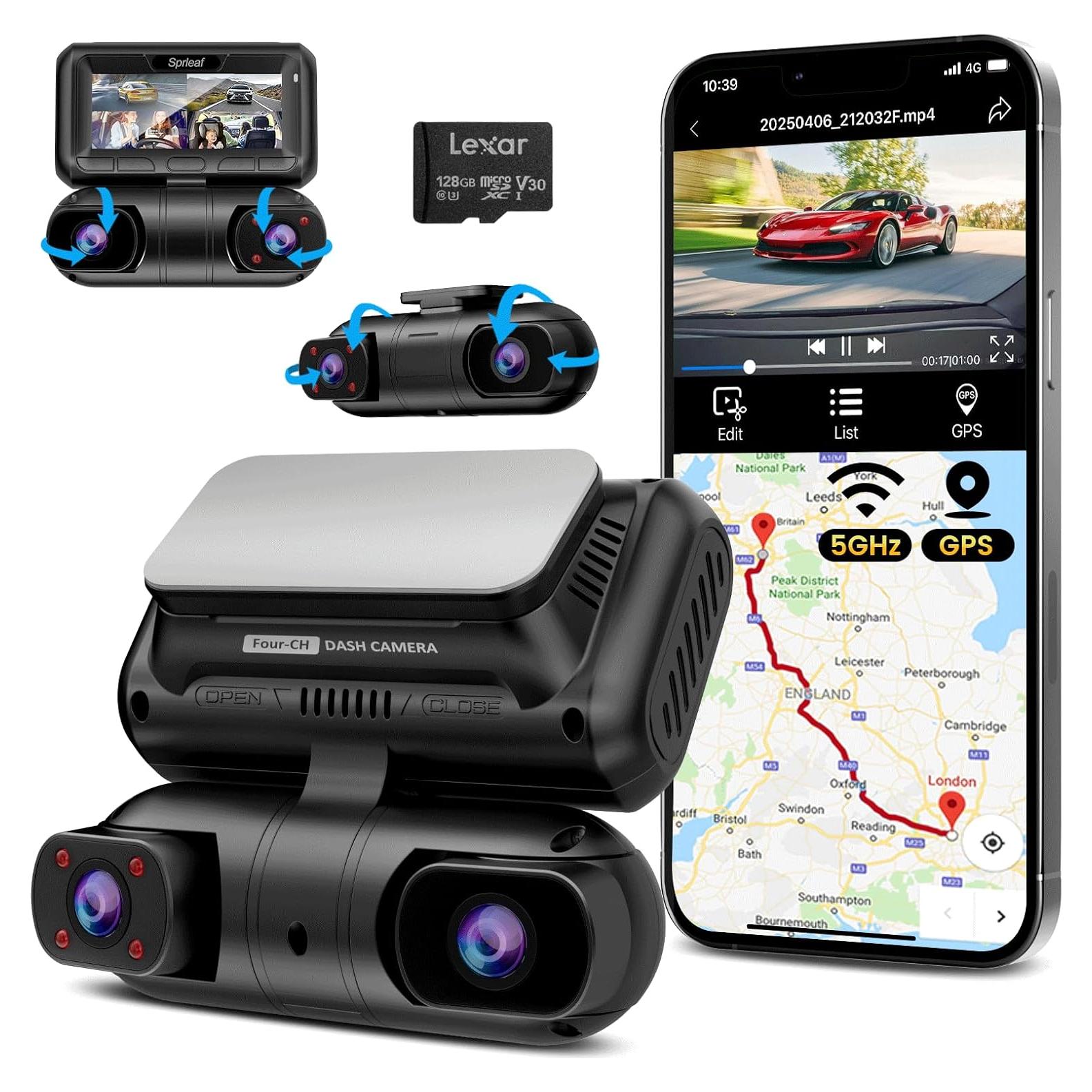 Cámara de Tablero SPRLEAF D88 MINI 4 Canales 360° GPS WiFi