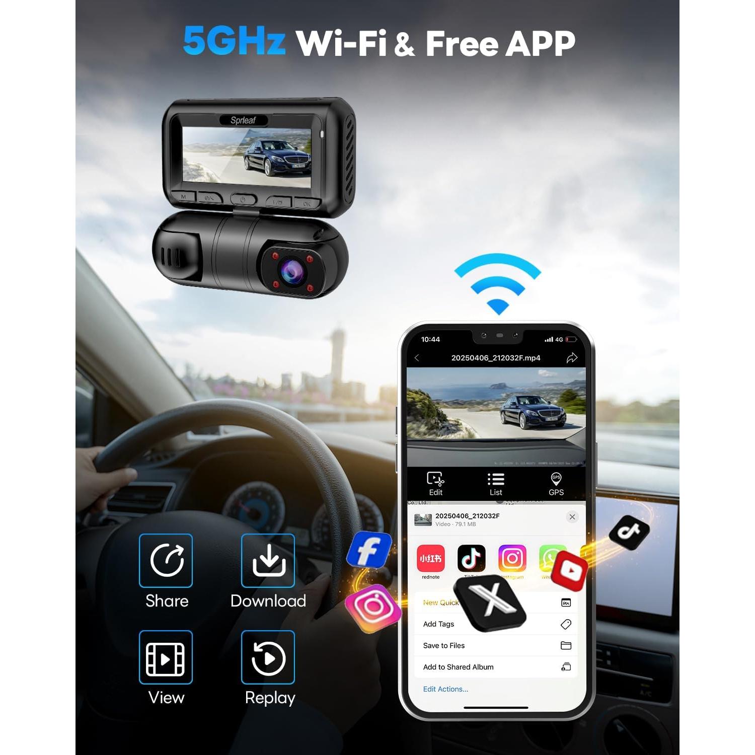 Cámara de Tablero SPRLEAF D88 MINI 4 Canales 360° GPS WiFi