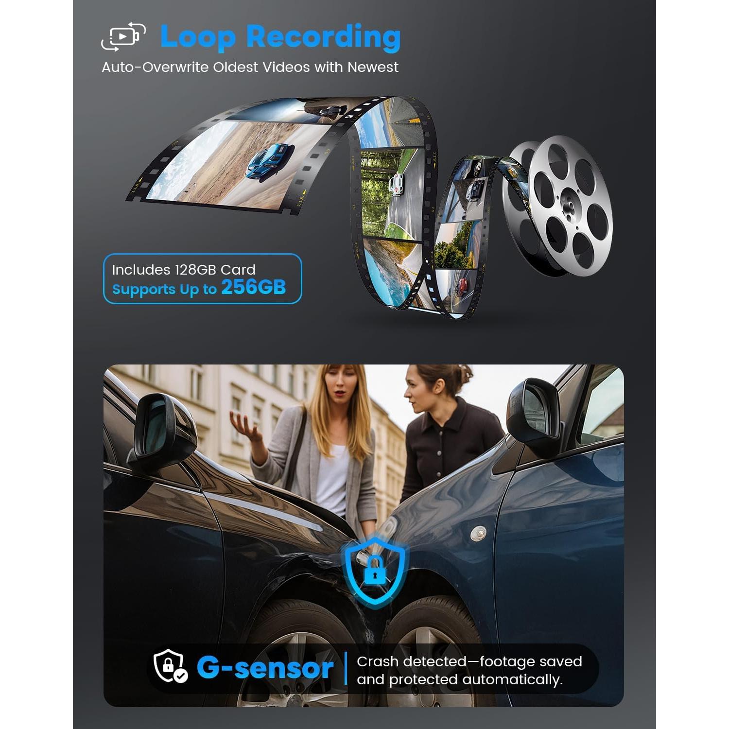 Cámara de Tablero SPRLEAF D88 MINI 4 Canales 360° GPS WiFi