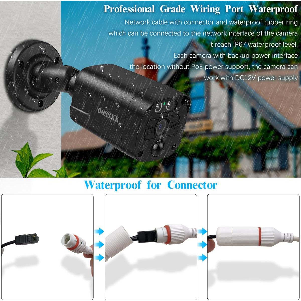 Cámara de Seguridad OOSSXX 4K 8MP PoE Ultra Gran Angular 130°