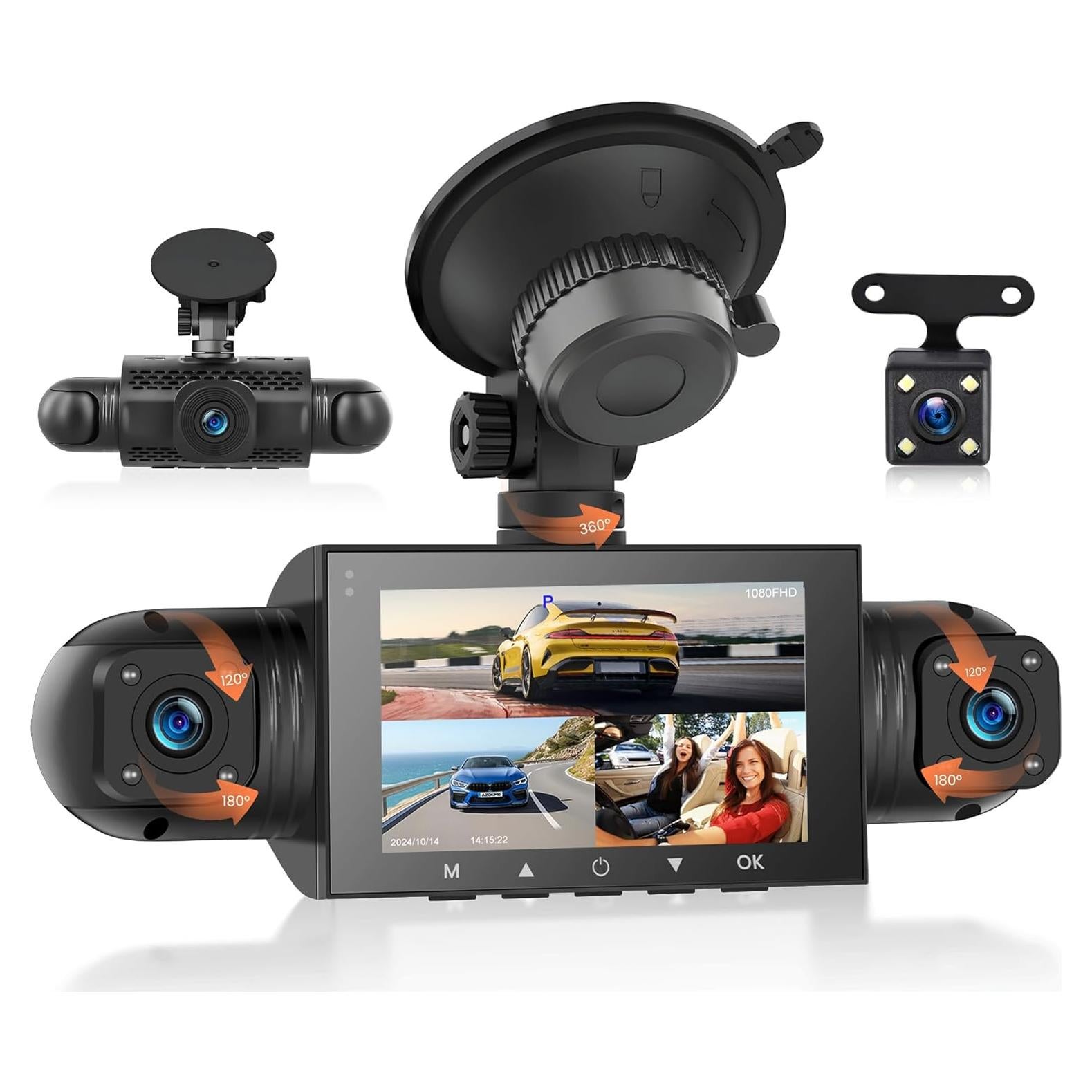 Cámara Dash 360° Rimoody 4 Canales 1080P con Visión Nocturna