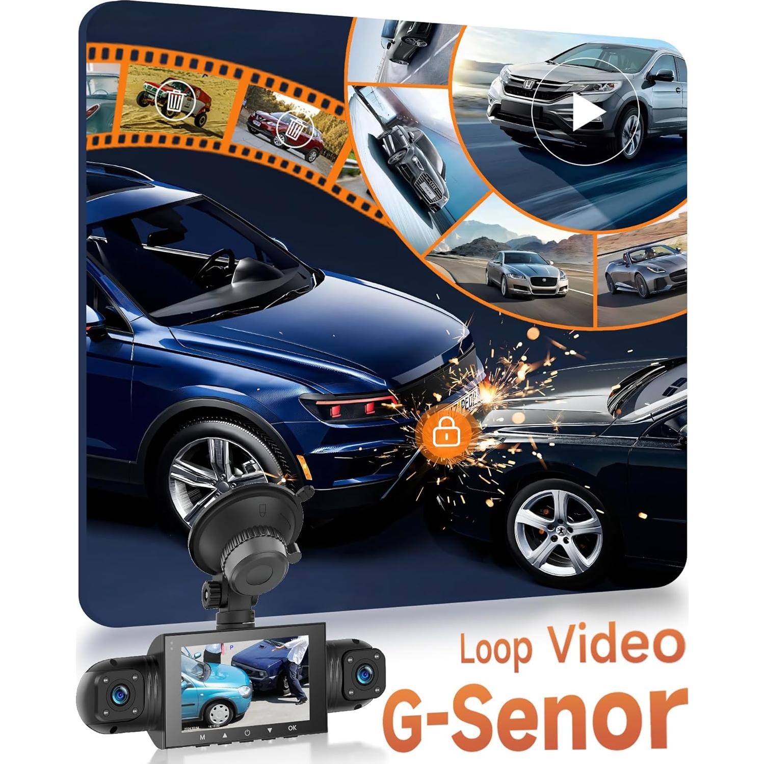 Cámara Dash 360° Rimoody 4 Canales 1080P con Visión Nocturna