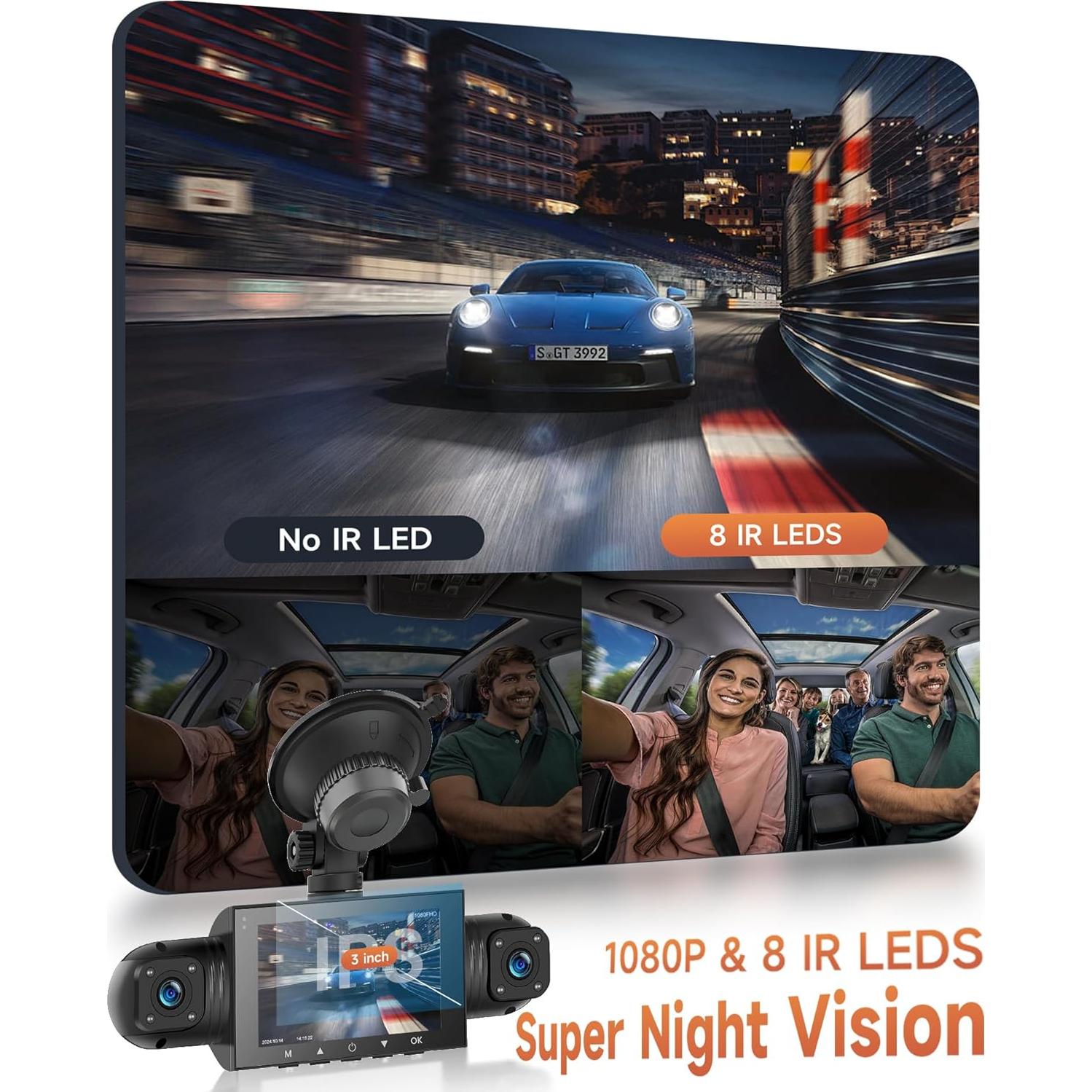 Cámara Dash 360° Rimoody 4 Canales 1080P con Visión Nocturna