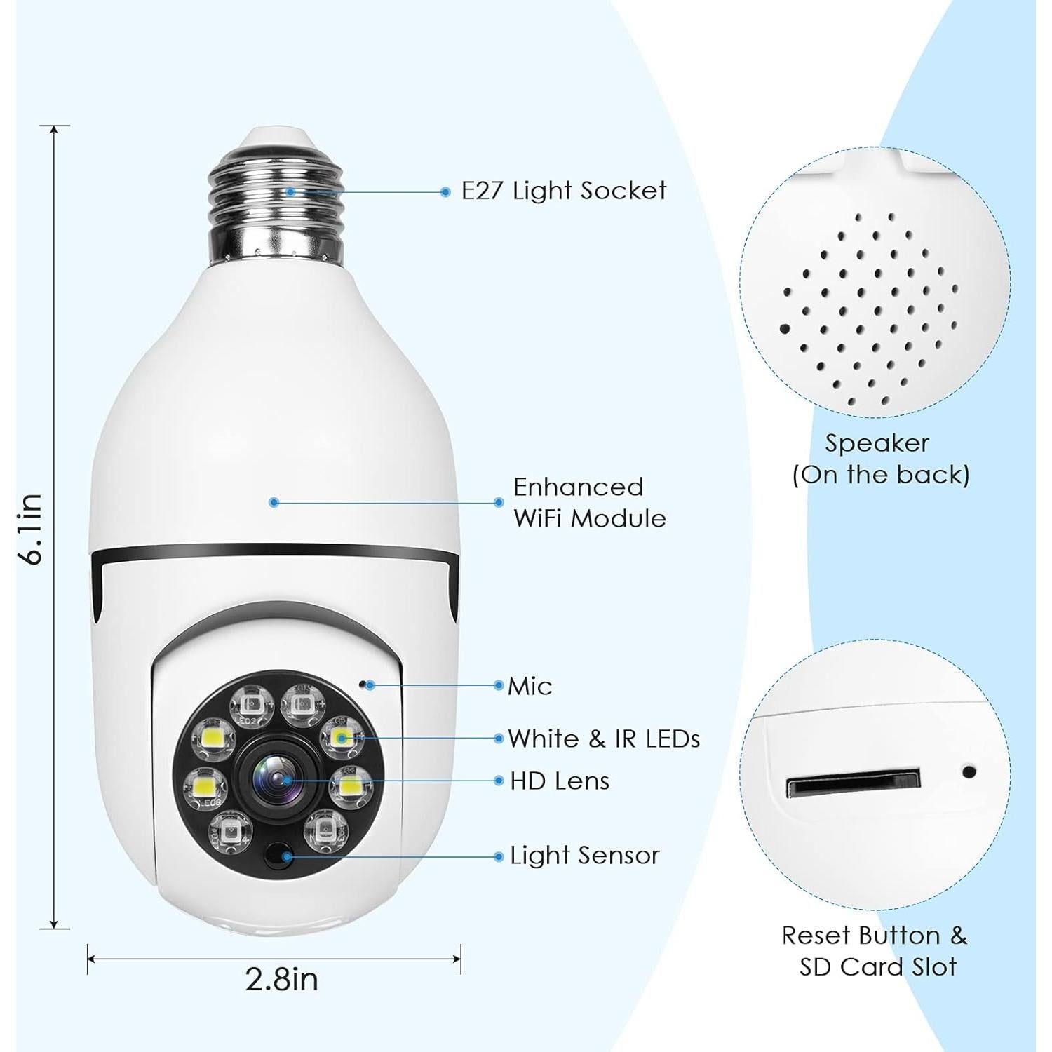 Cámara de Seguridad Inalámbrica UPULTRA 2 Pack HD E27 360°