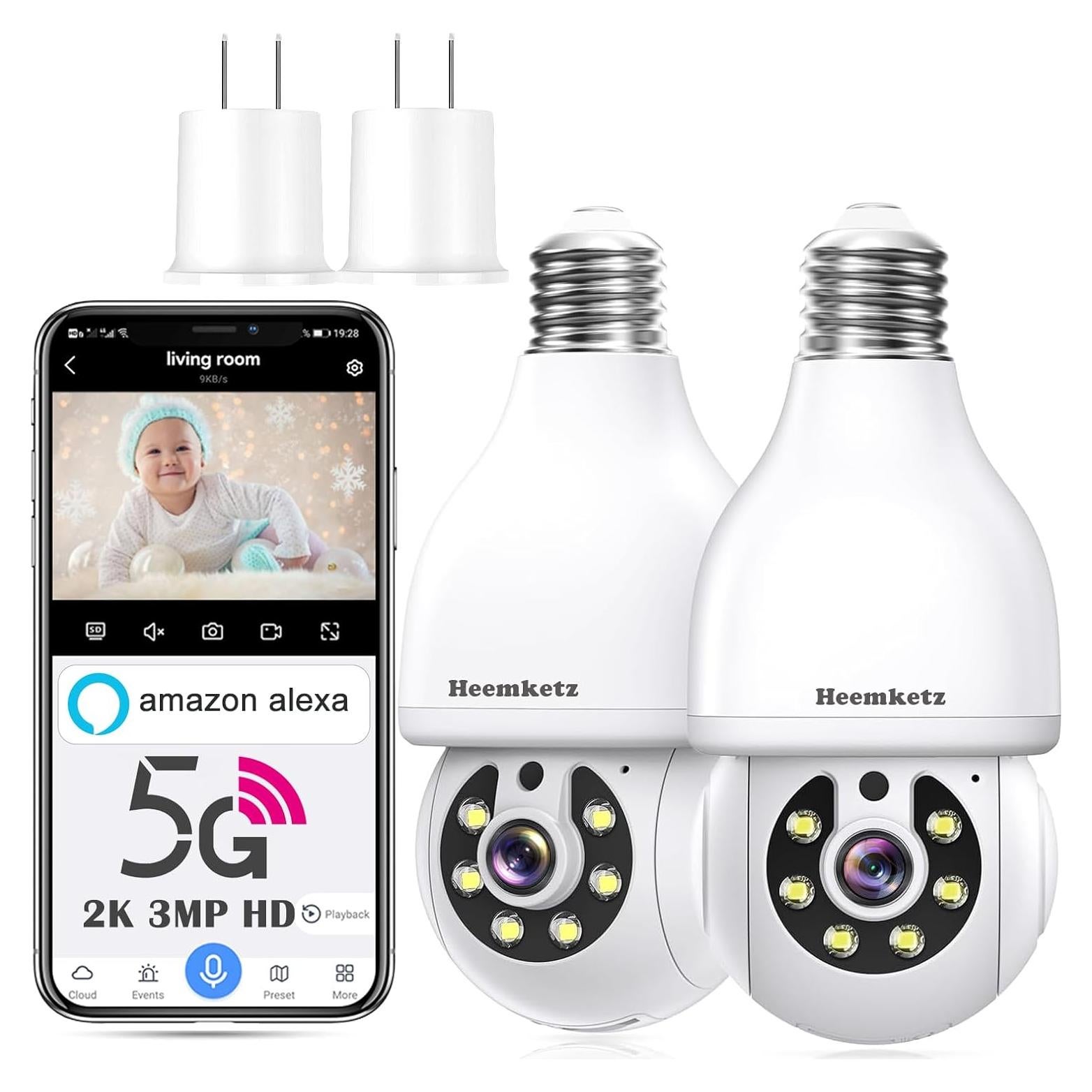 Cámara de Seguridad WiFi Heemketz 2K con Luz y Audio Bidireccional