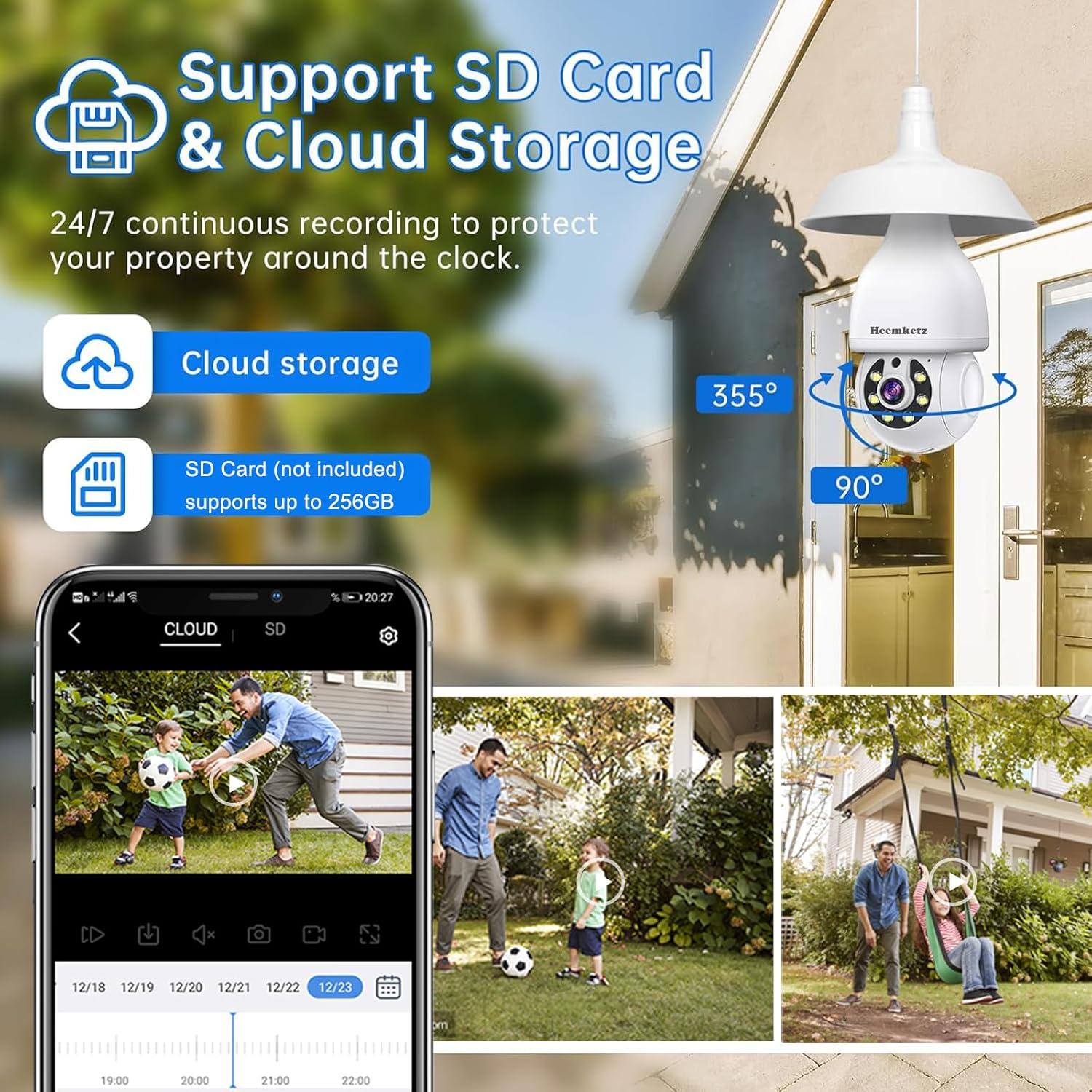 Cámara de Seguridad WiFi Heemketz 2K con Luz y Audio Bidireccional