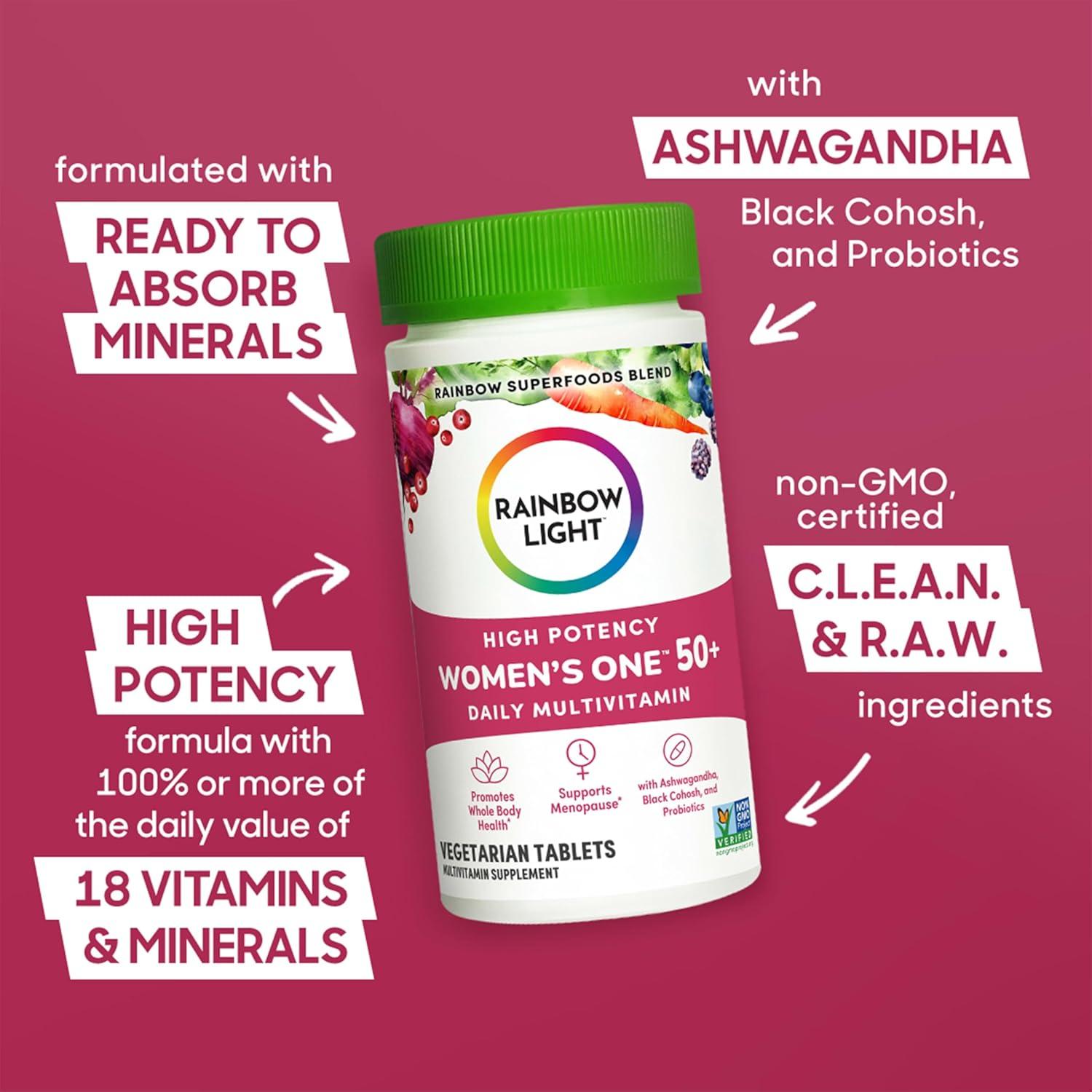 Multivitamina Rainbow Light Mujeres 50+ 60 Tabletas Probioticos