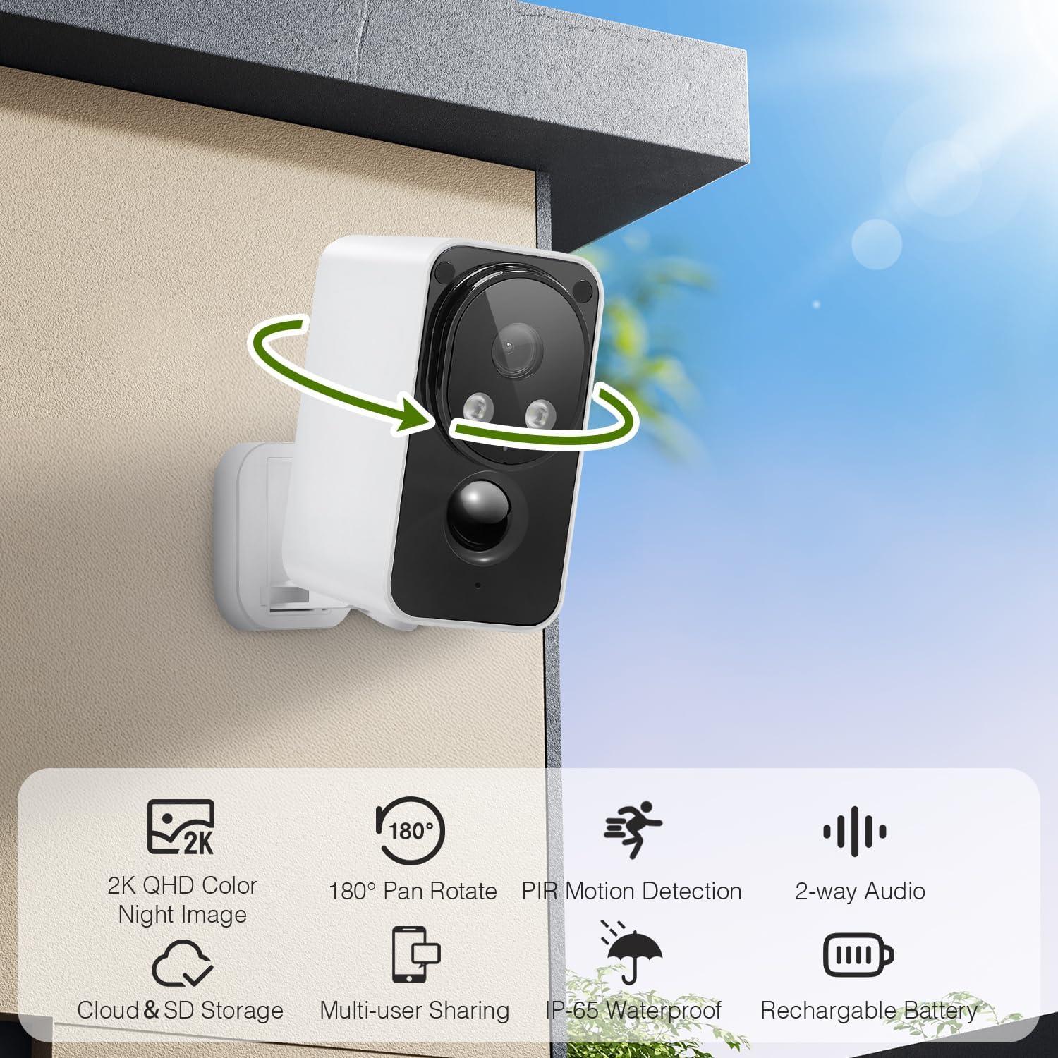 Cámaras de Seguridad Inalámbricas PM POPMAKE 2K 180° IP65