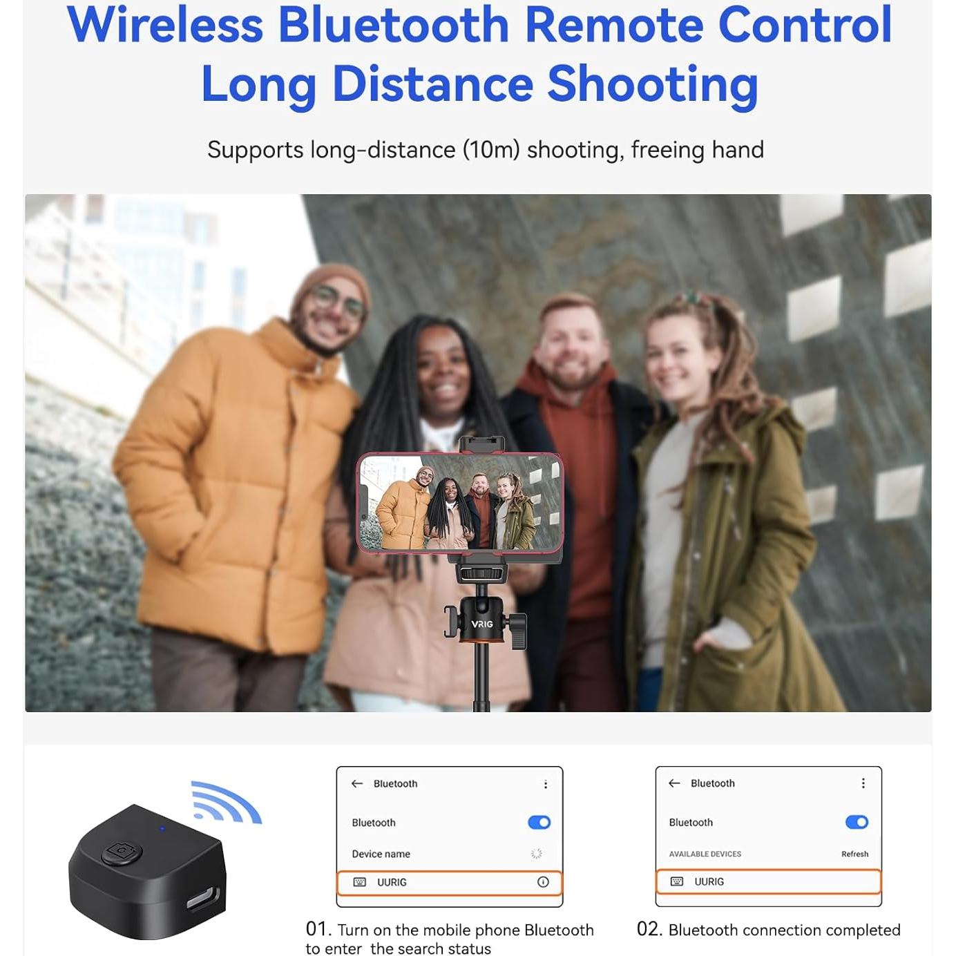 Mango de Disparador UURIG PH-14 para Smartphone con Luz Ajustable
