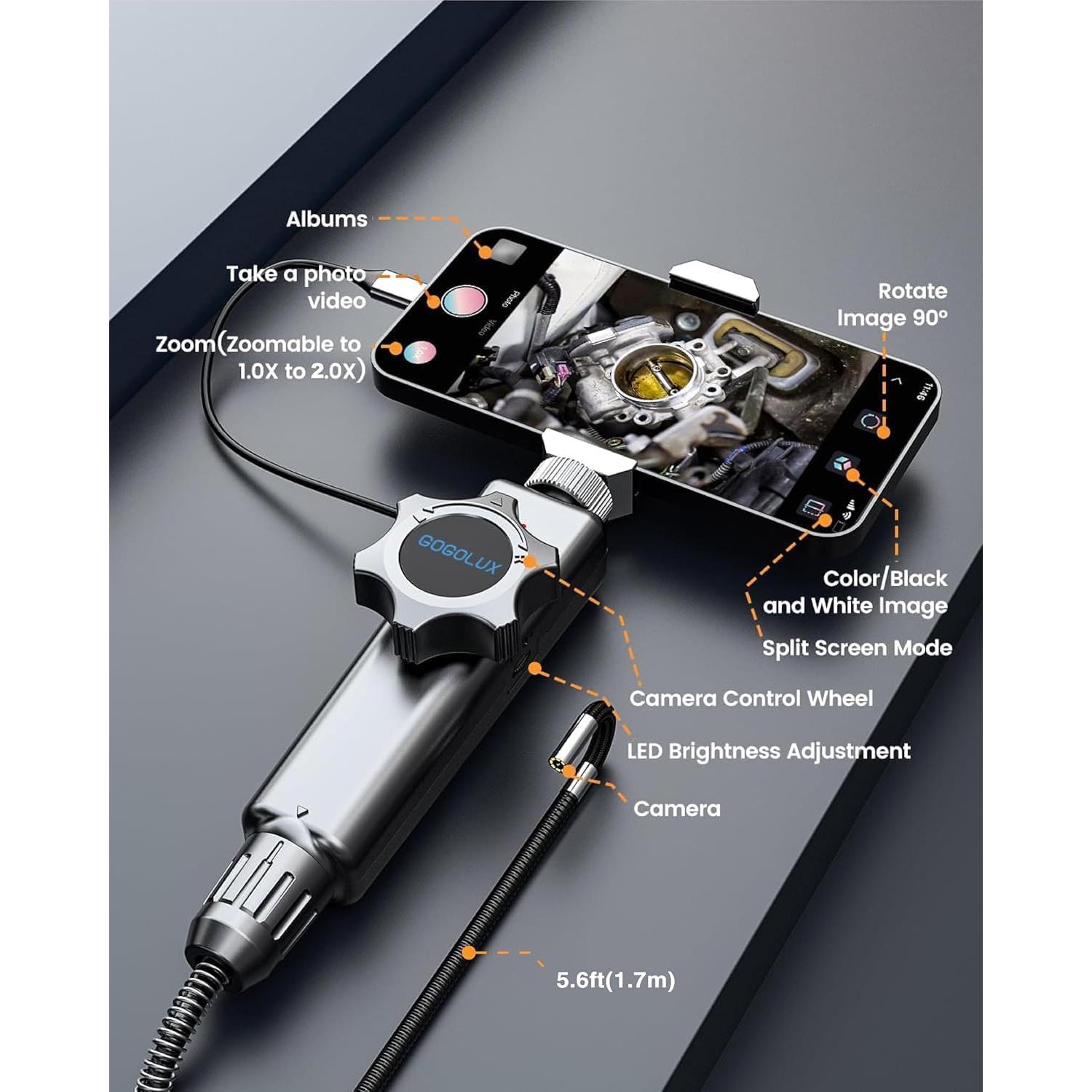 Endoscopio Articulado GOGOLUX 6.2mm IP67 1920P Inalámbrico