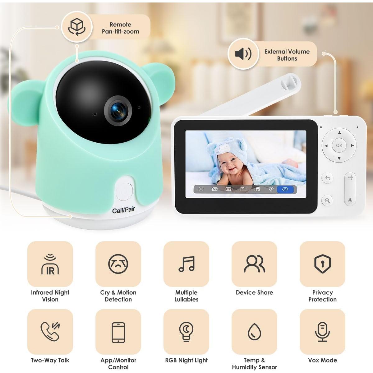 Monitor de Bebé GMK Baby 3SM 1080P con Cámara y Audio
